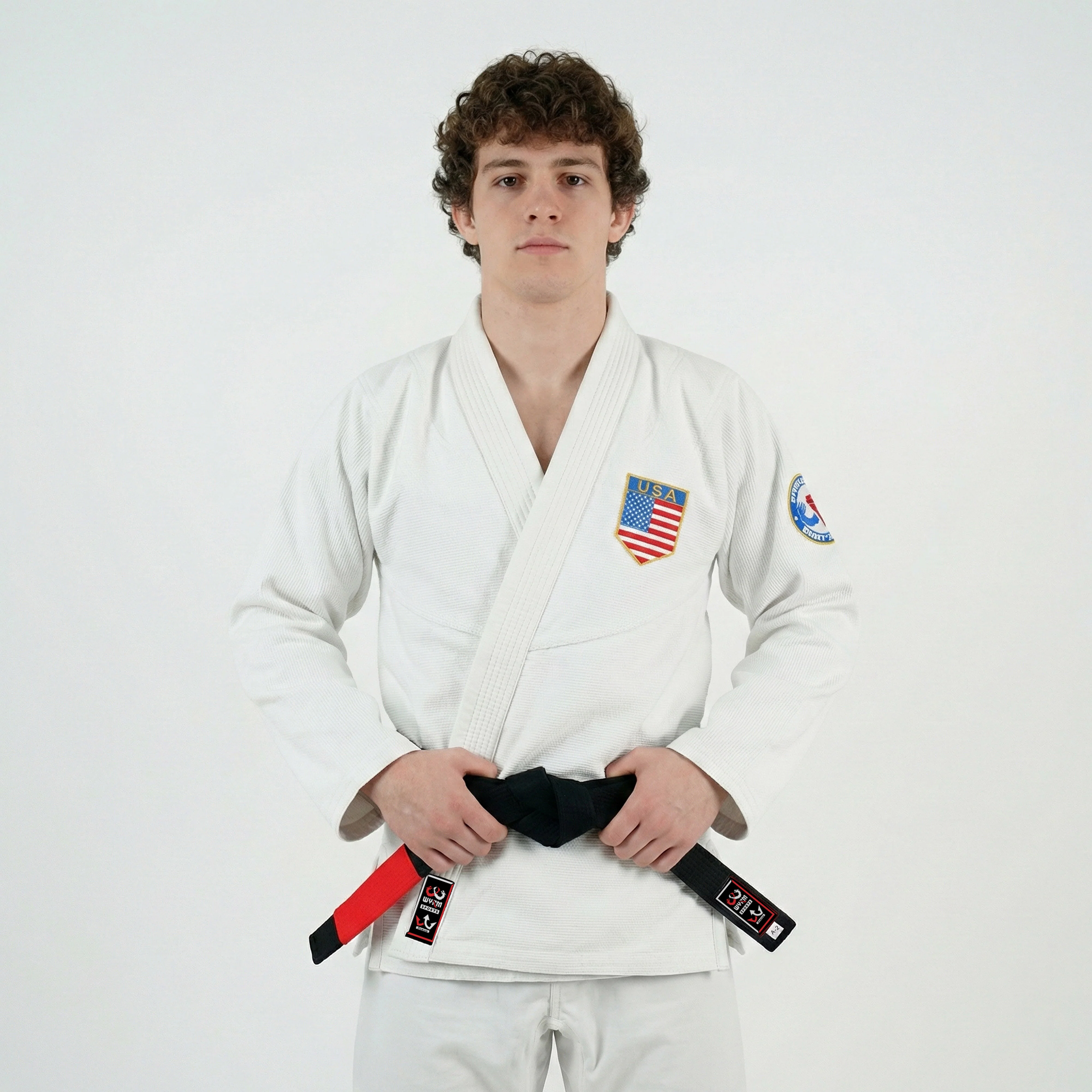 American White Brazilian Jiu Jitsu Gi With Built-in Rash Guard - Image 2