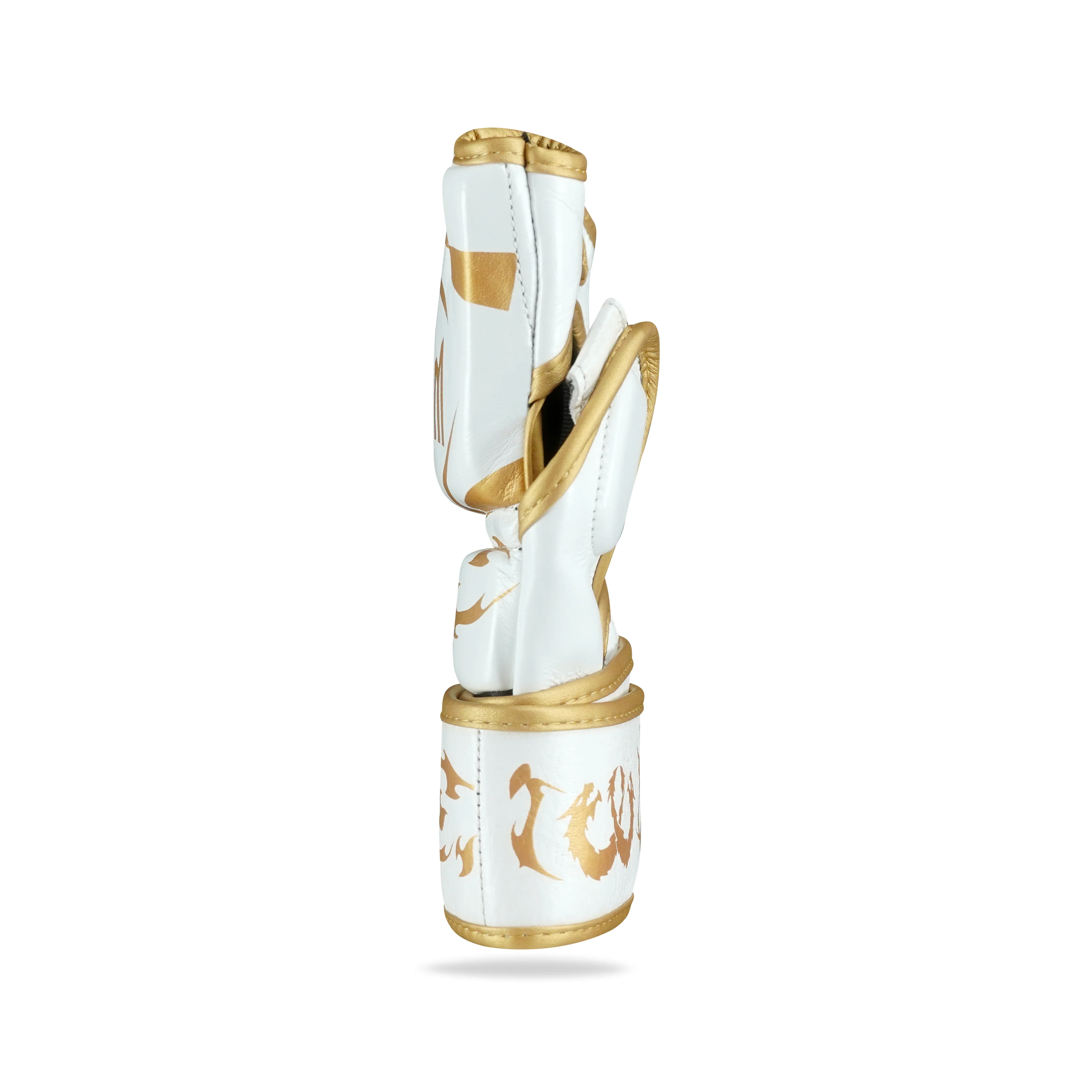 Canelo White/Gold Genuine Leather MMA Fight Gloves - Image 5