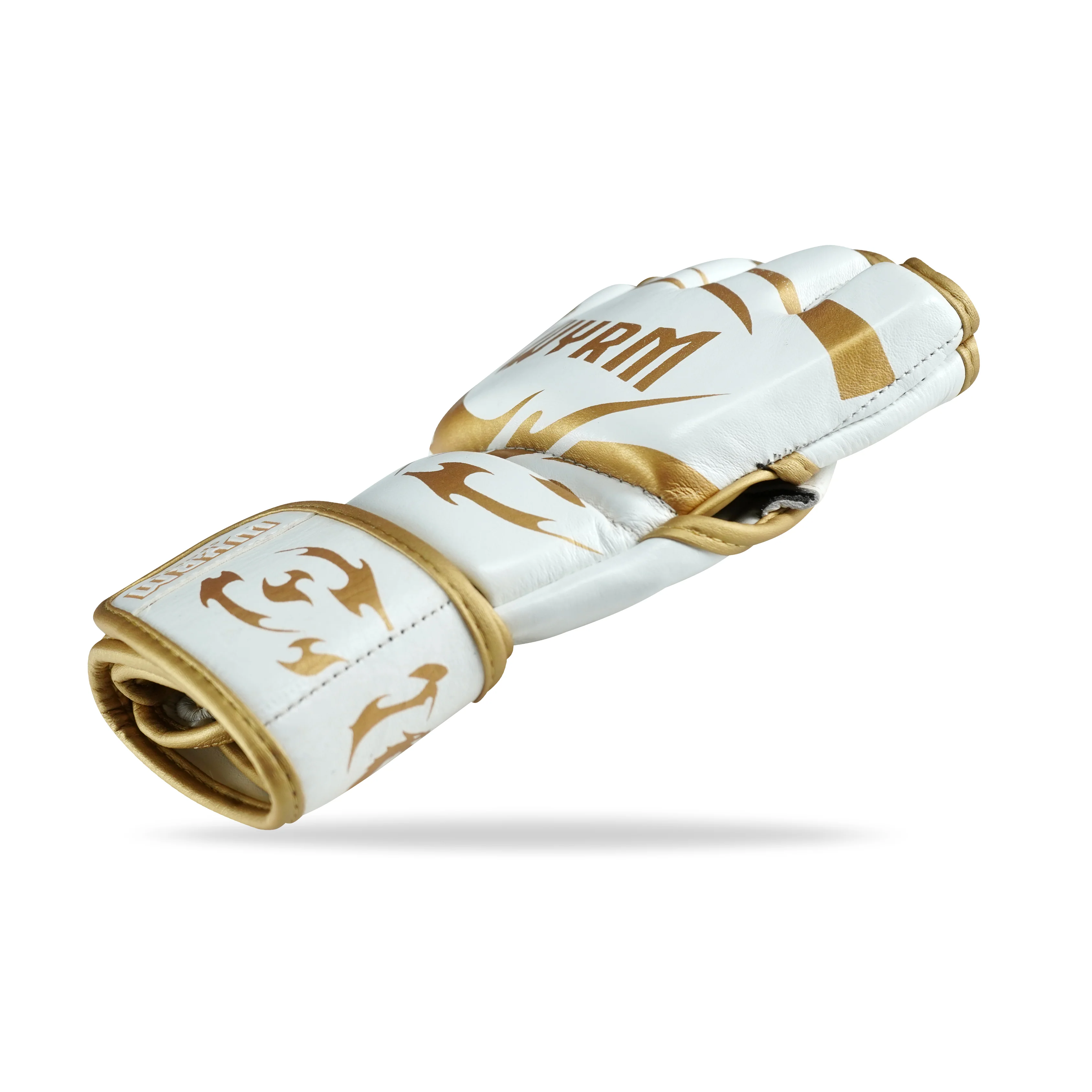 Canelo White/Gold Genuine Leather MMA Fight Gloves - Image 6