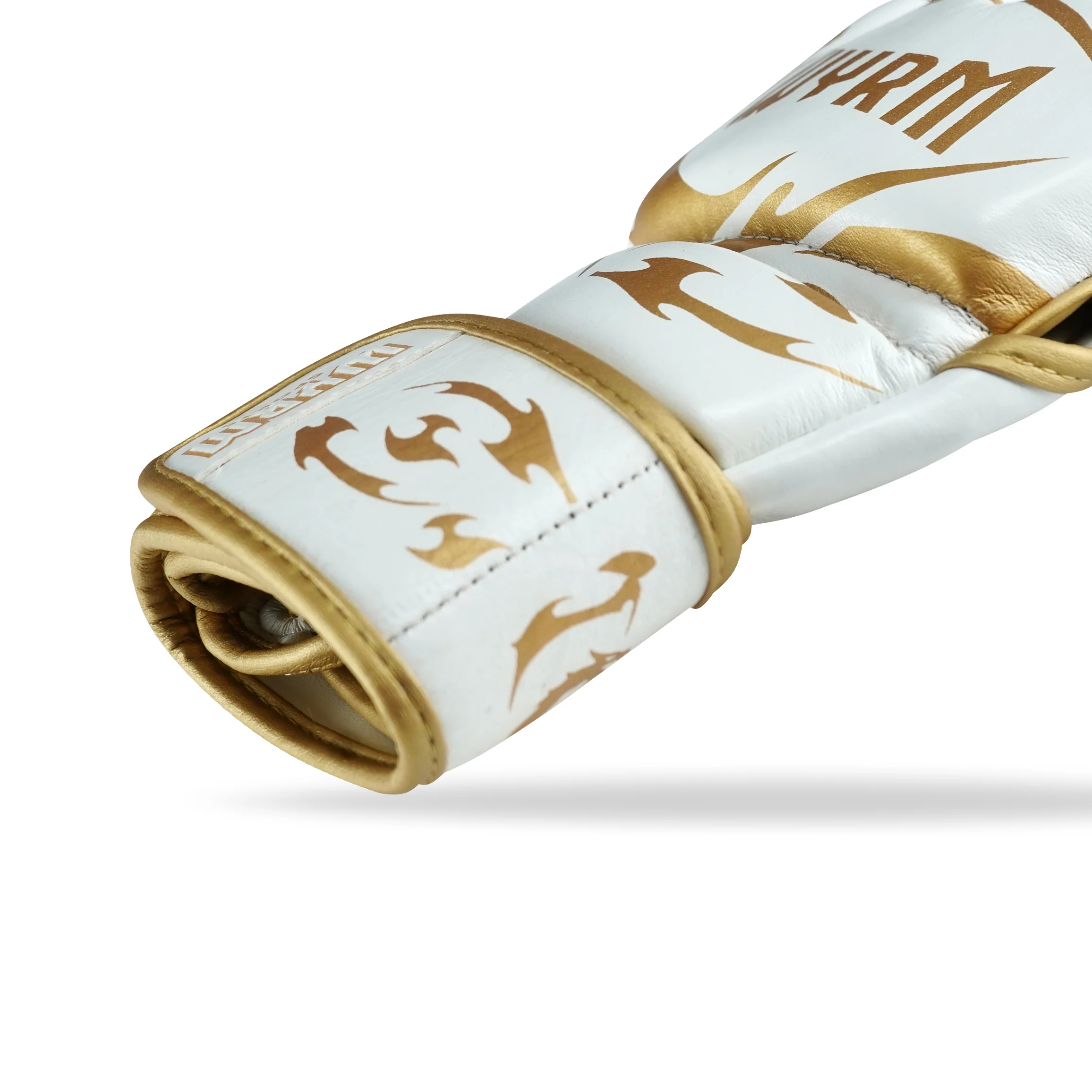 Canelo White/Gold Genuine Leather MMA Fight Gloves - Image 7