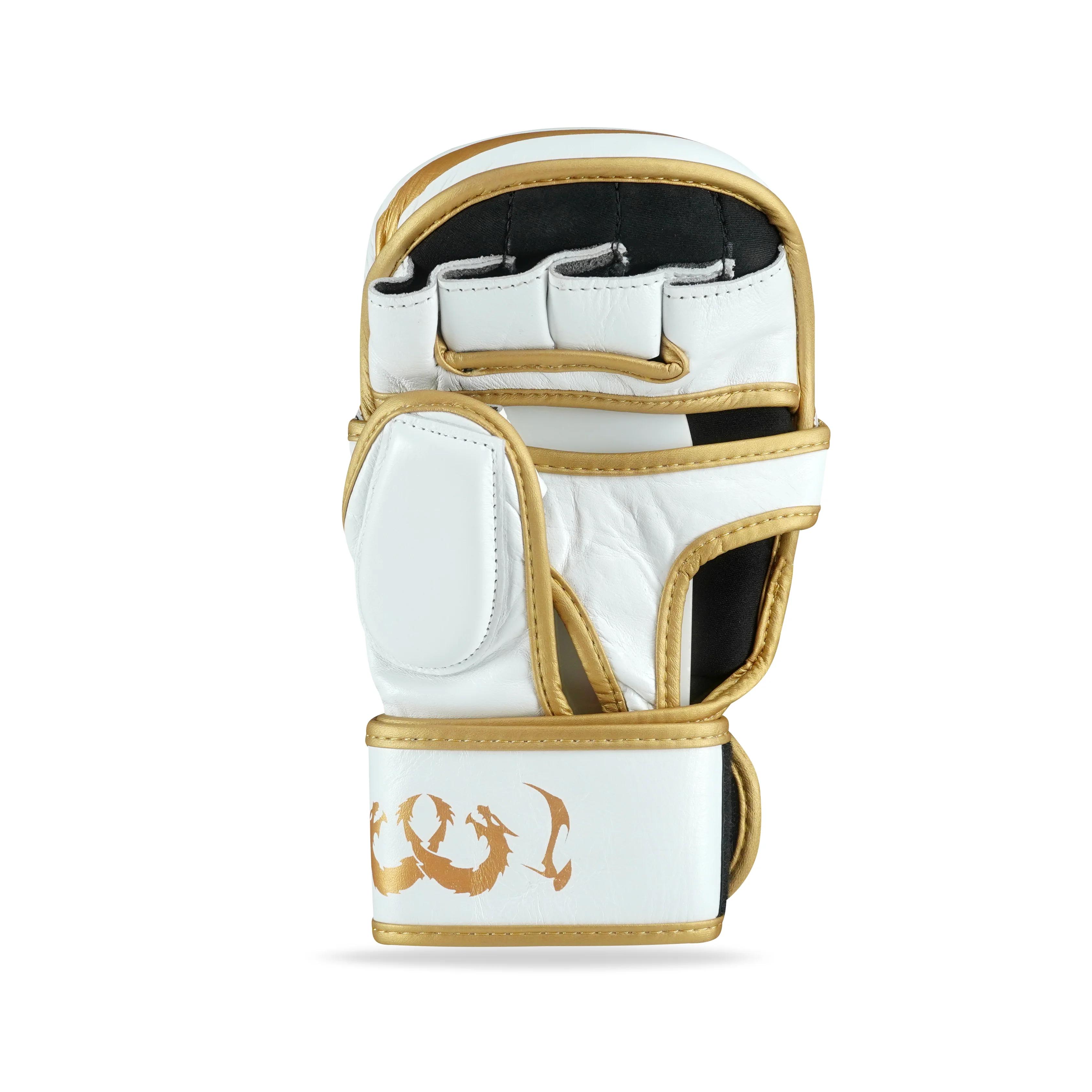 Canelo White/Gold Genuine Leather MMA Training Gloves - Image 3