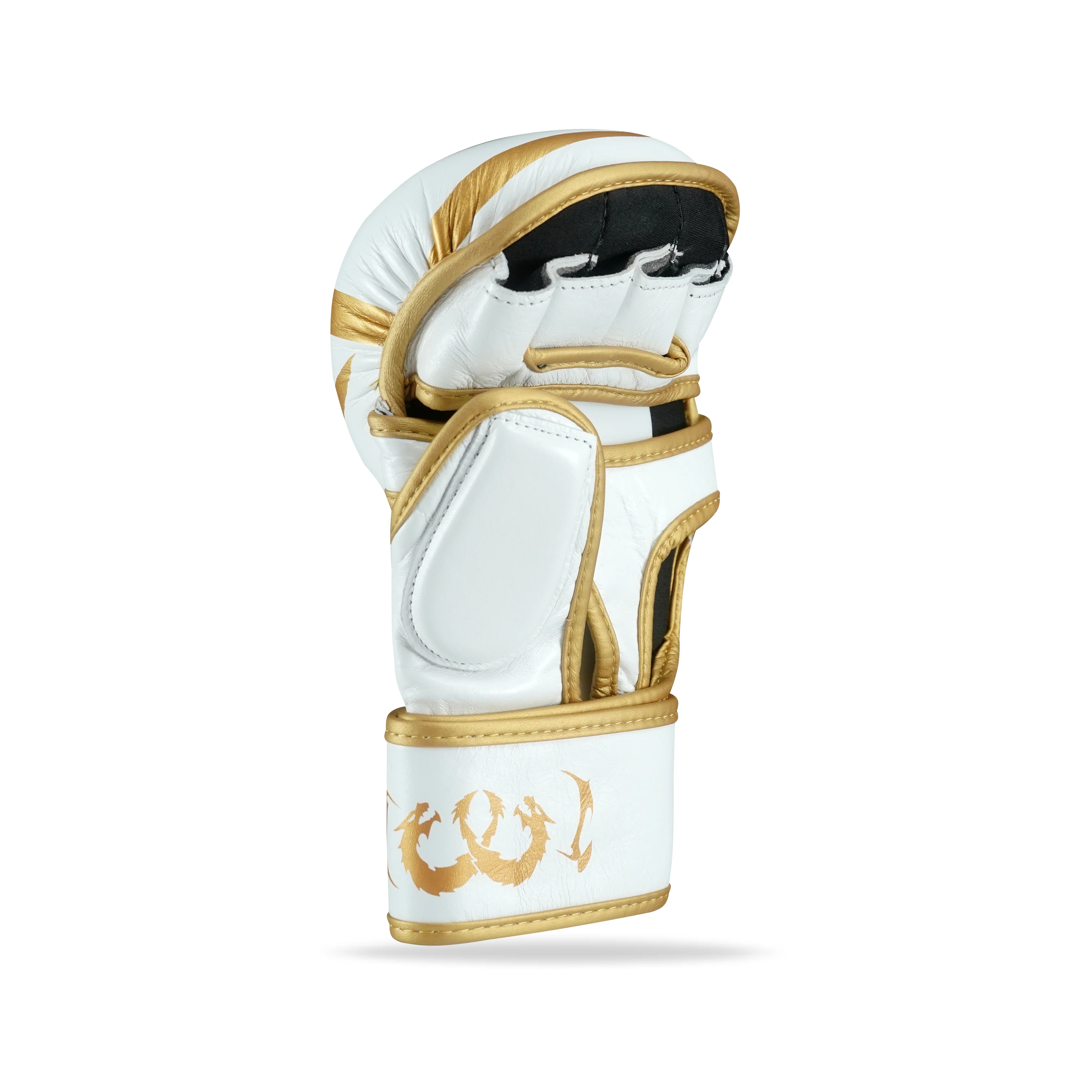 Canelo White/Gold Genuine Leather MMA Training Gloves - Image 4
