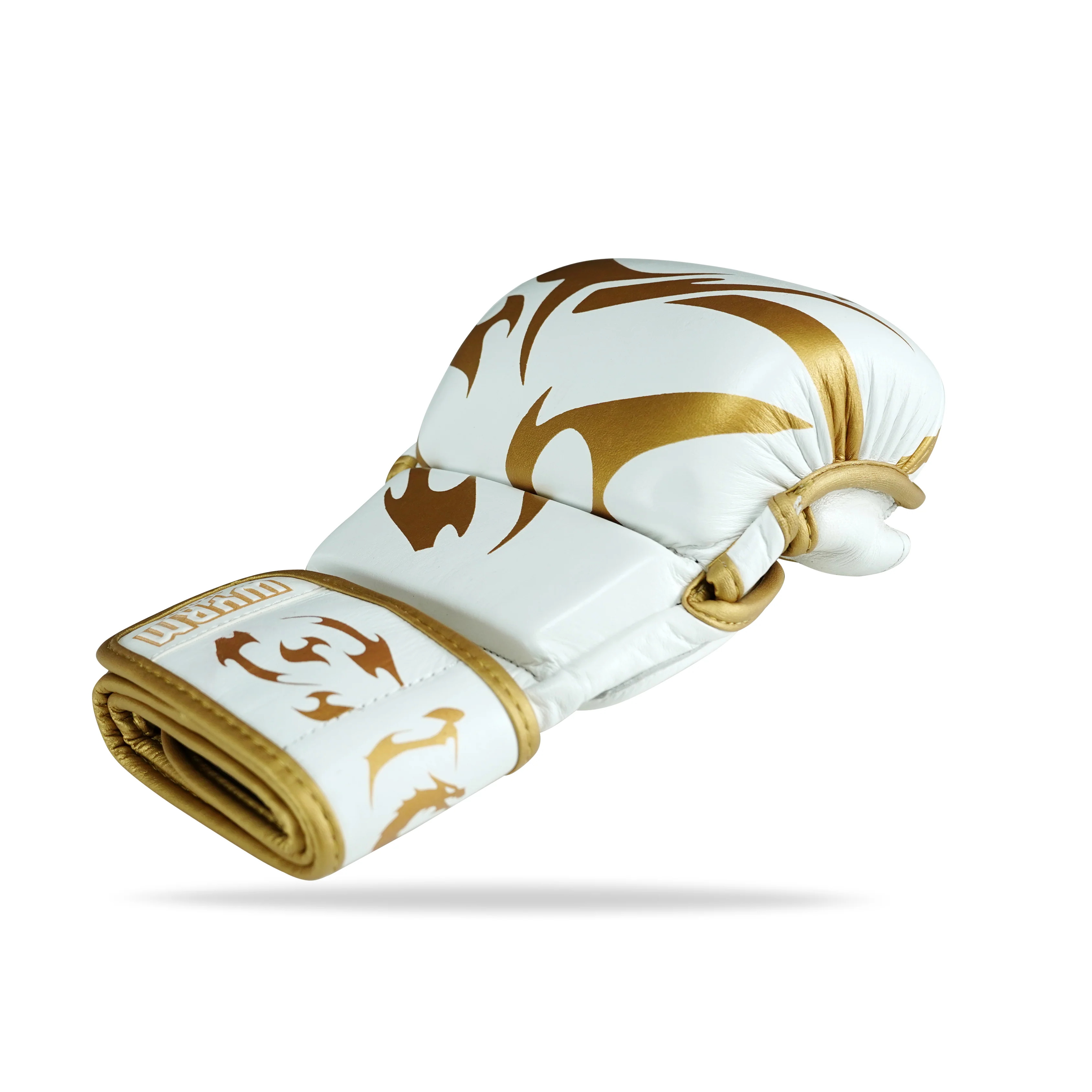Canelo White/Gold Genuine Leather MMA Training Gloves - Image 5