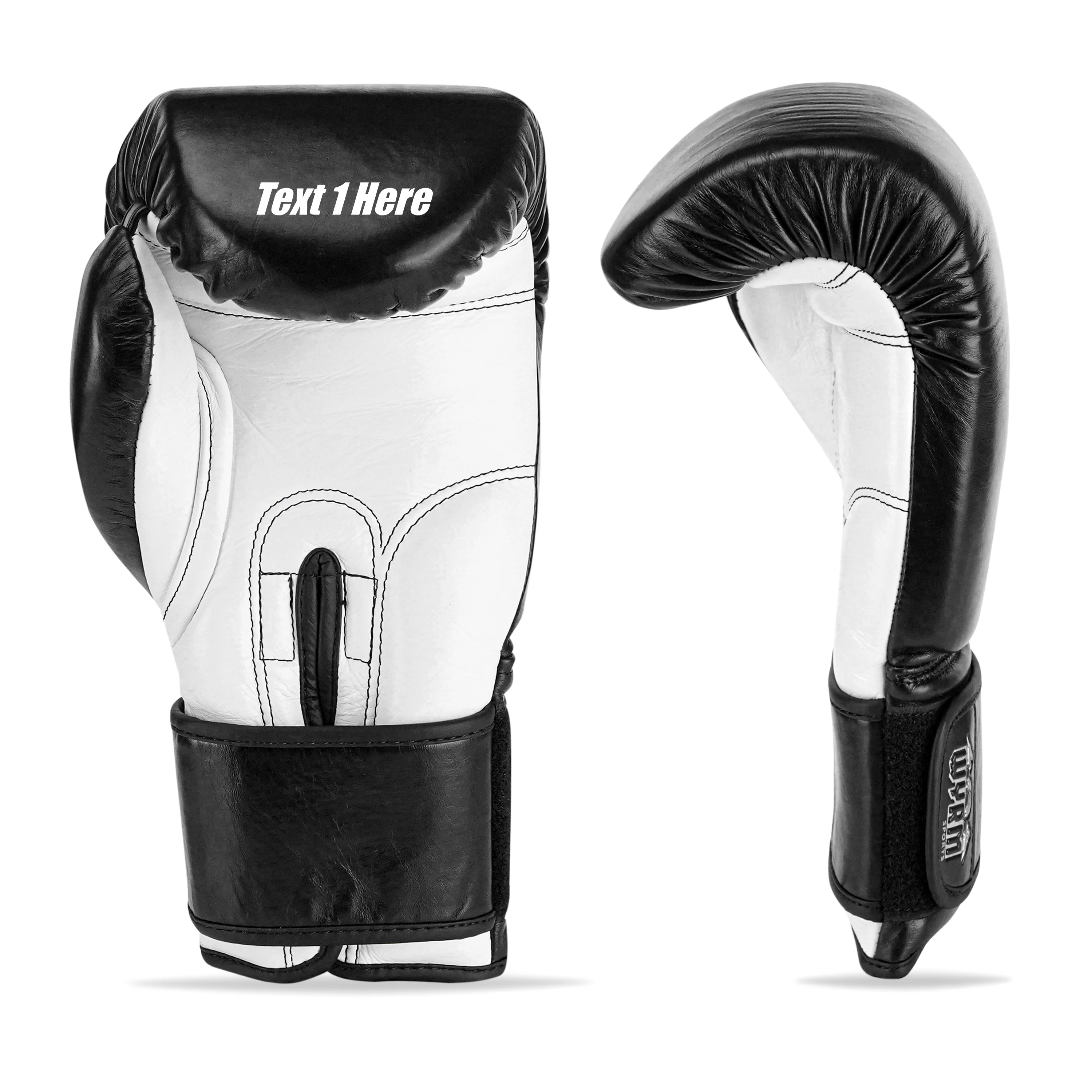 Custom Black Genuine Leather Boxing Gloves C19 - Image 3