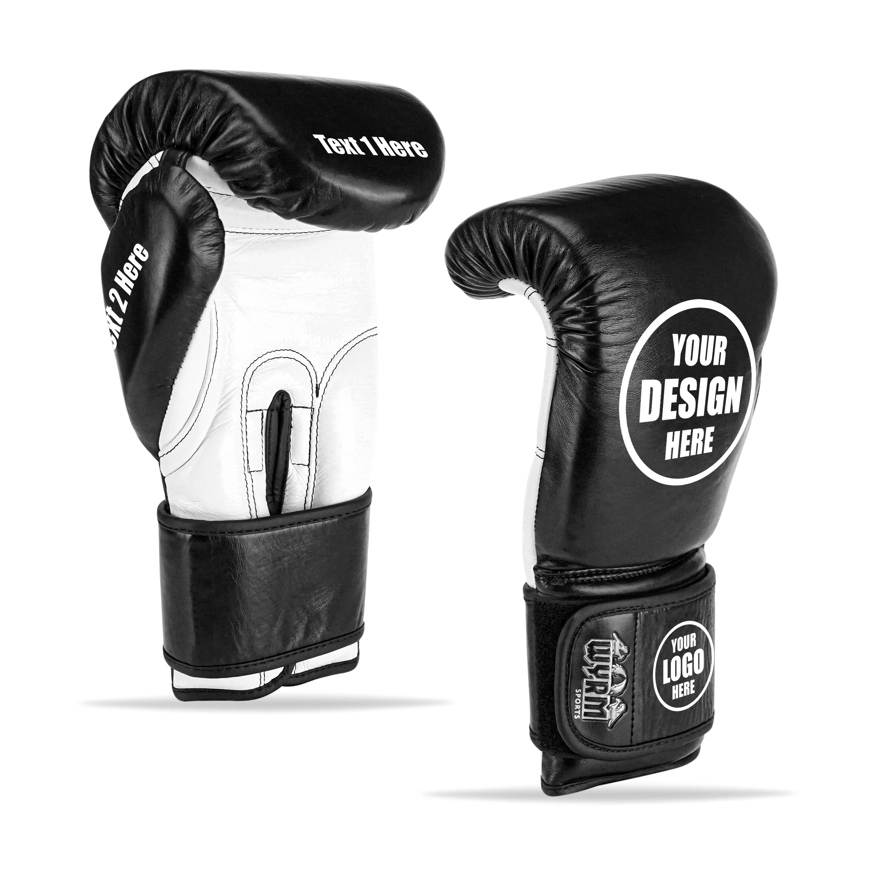 Custom Black Genuine Leather Boxing Gloves C19 - Image 4