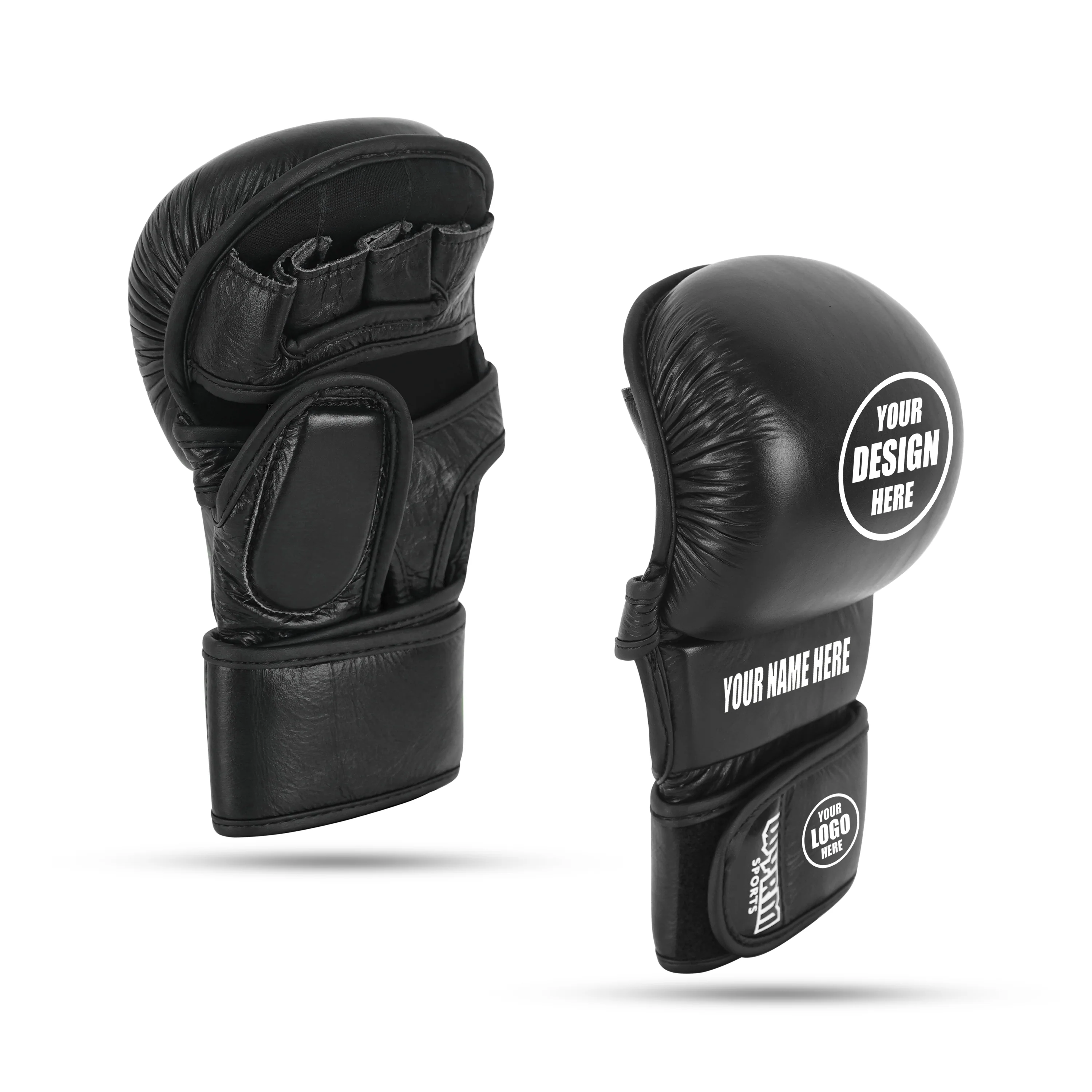 Custom Black MMA Training Gloves - Image 3