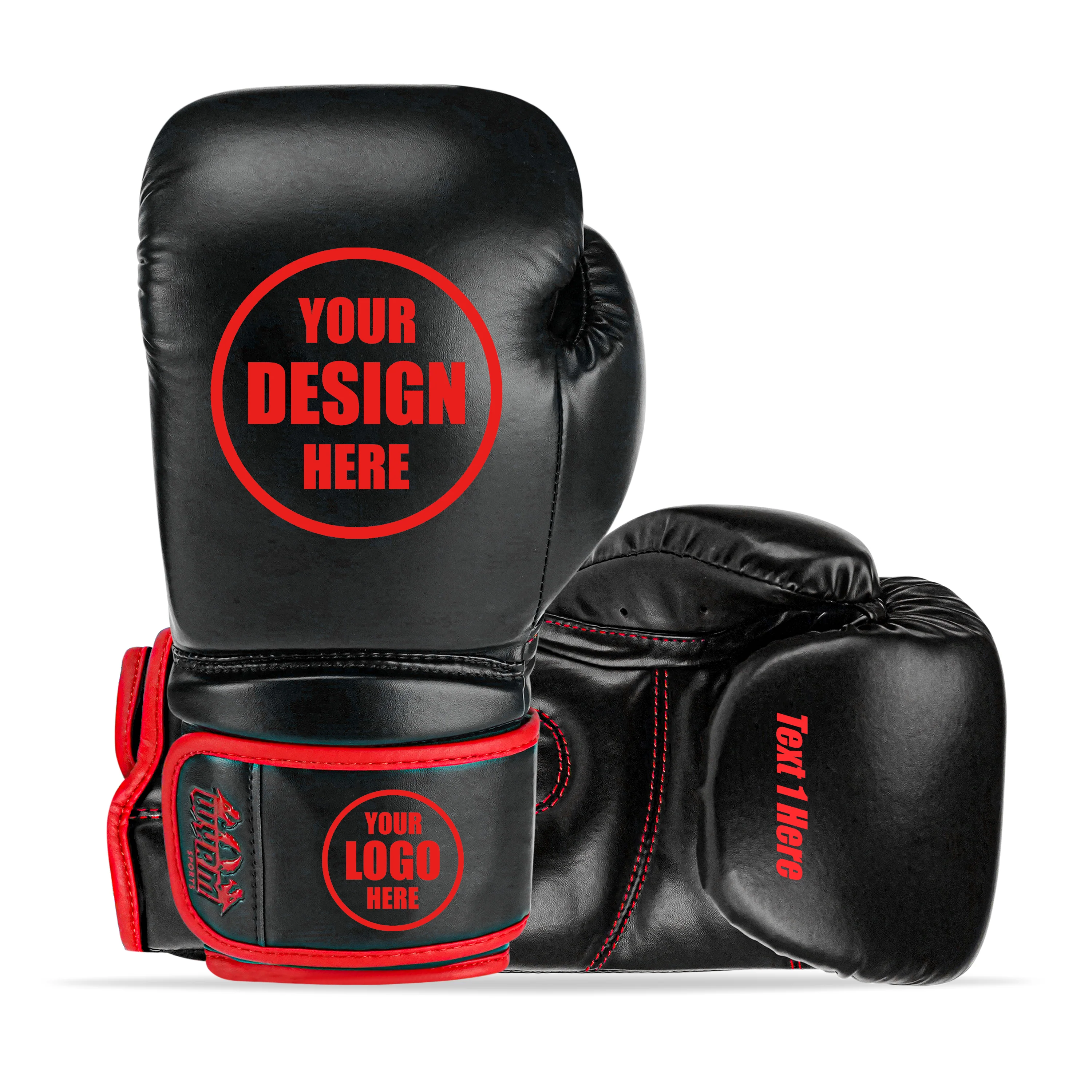 Custom Black PU Leather Boxing Training Gloves C18