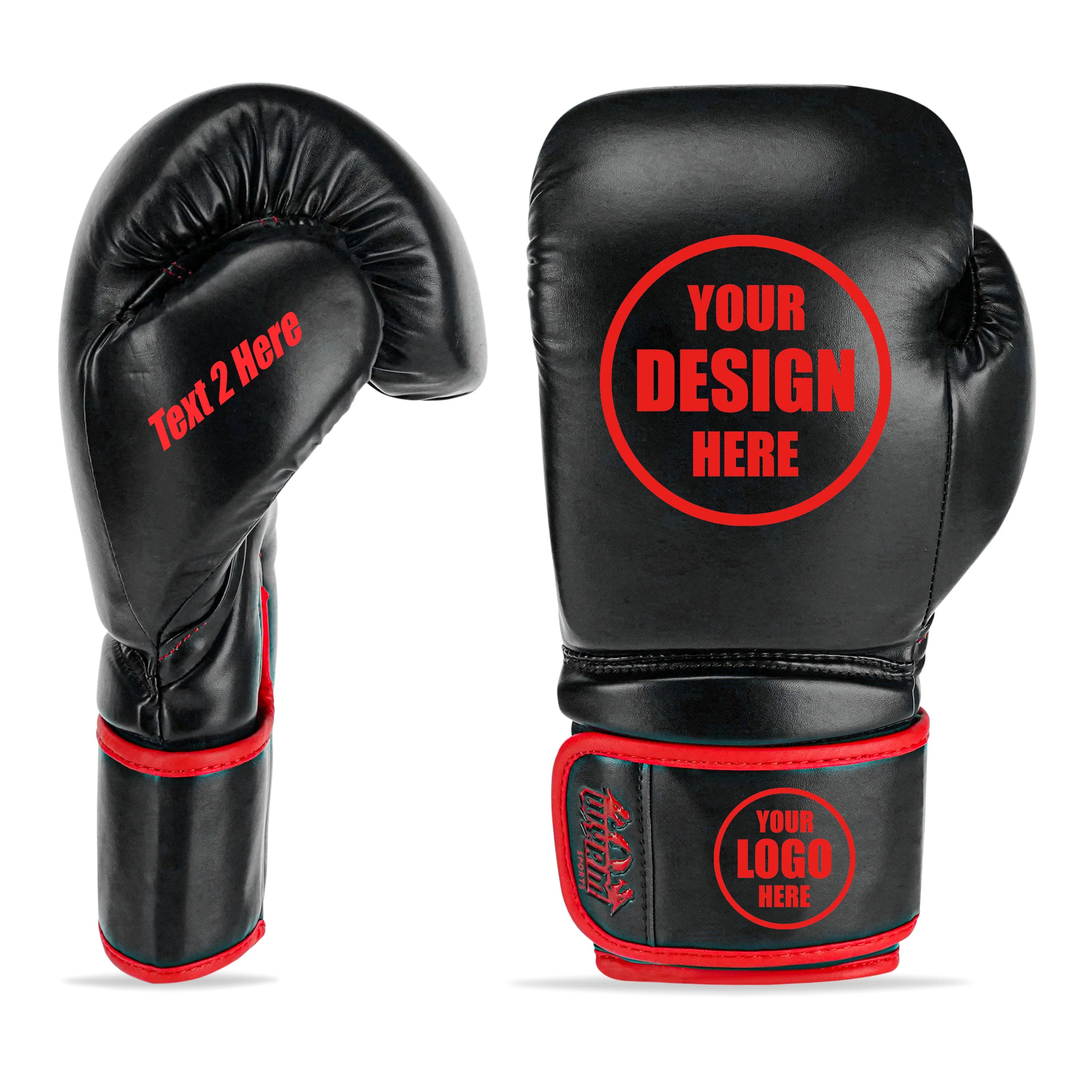 Custom Black PU Leather Boxing Training Gloves C18 - Image 7