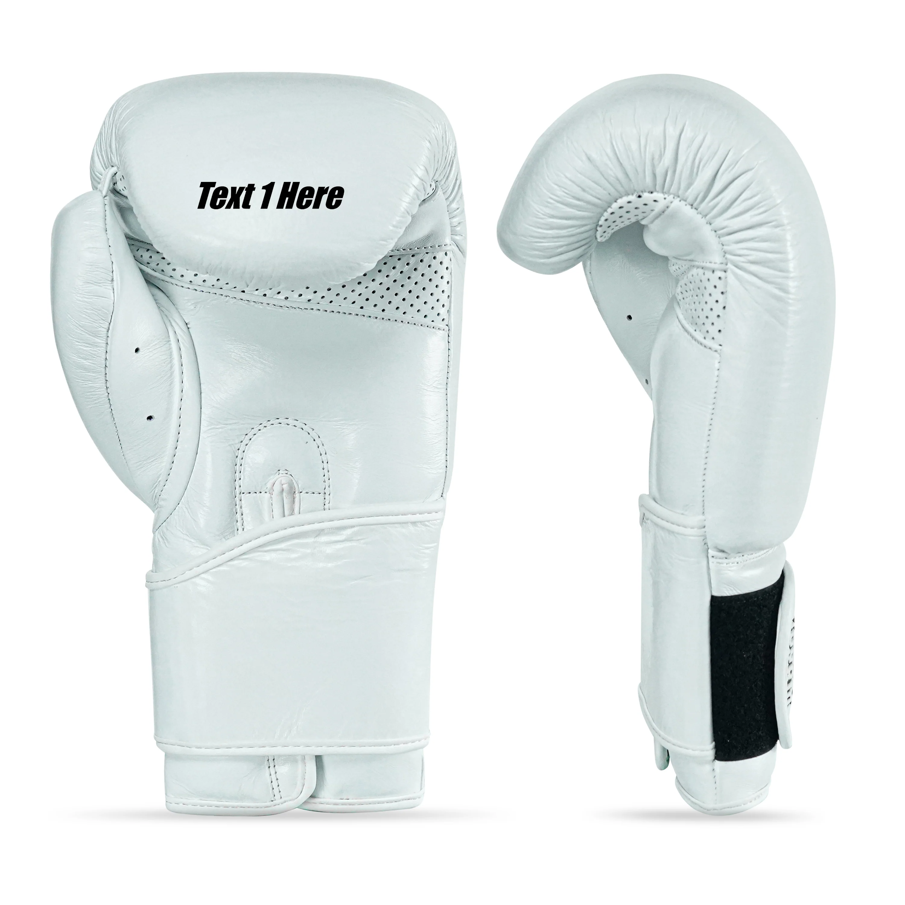 Custom White Genuine Leather Boxing Training Gloves C26 - Image 3