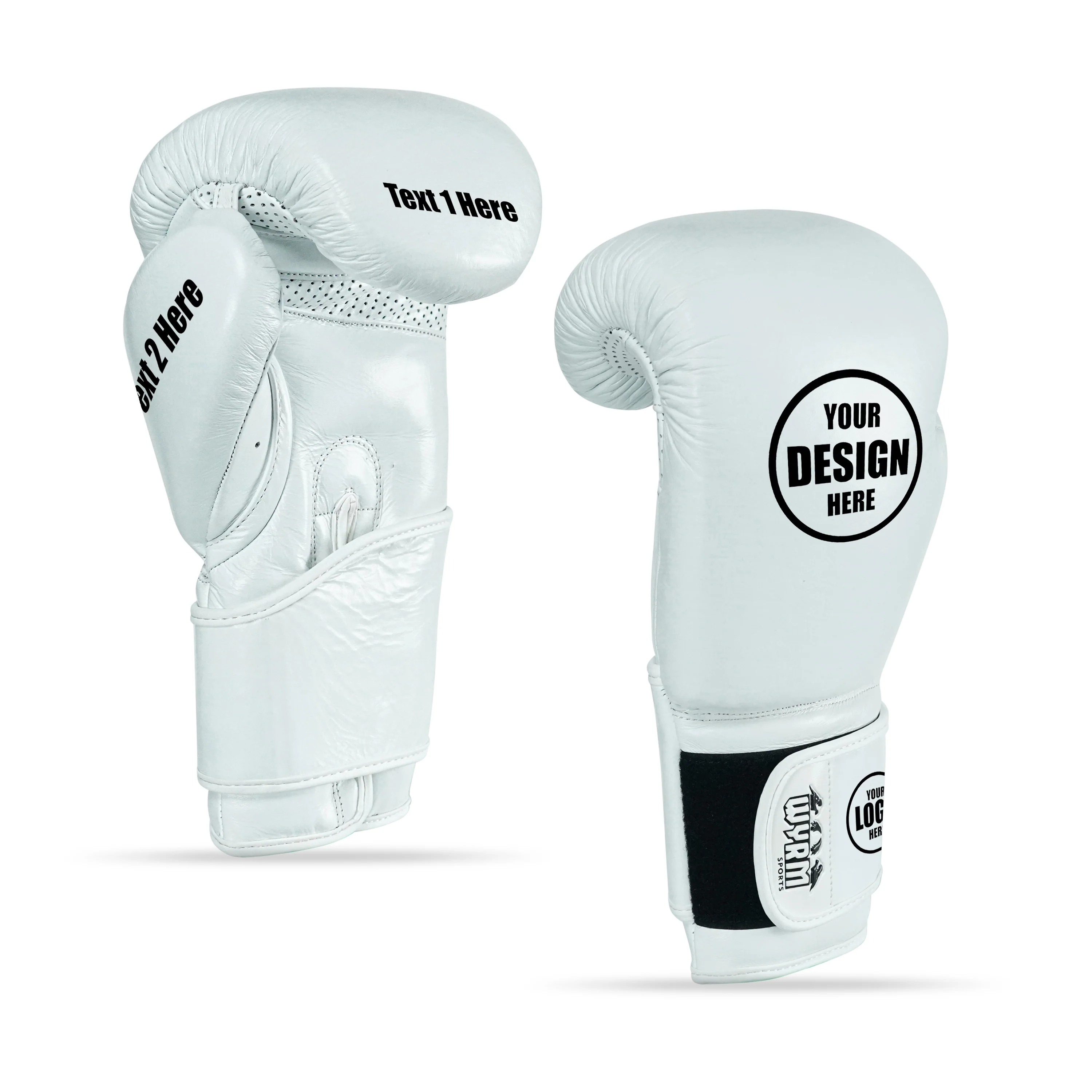 Custom White Genuine Leather Boxing Training Gloves C26 - Image 6