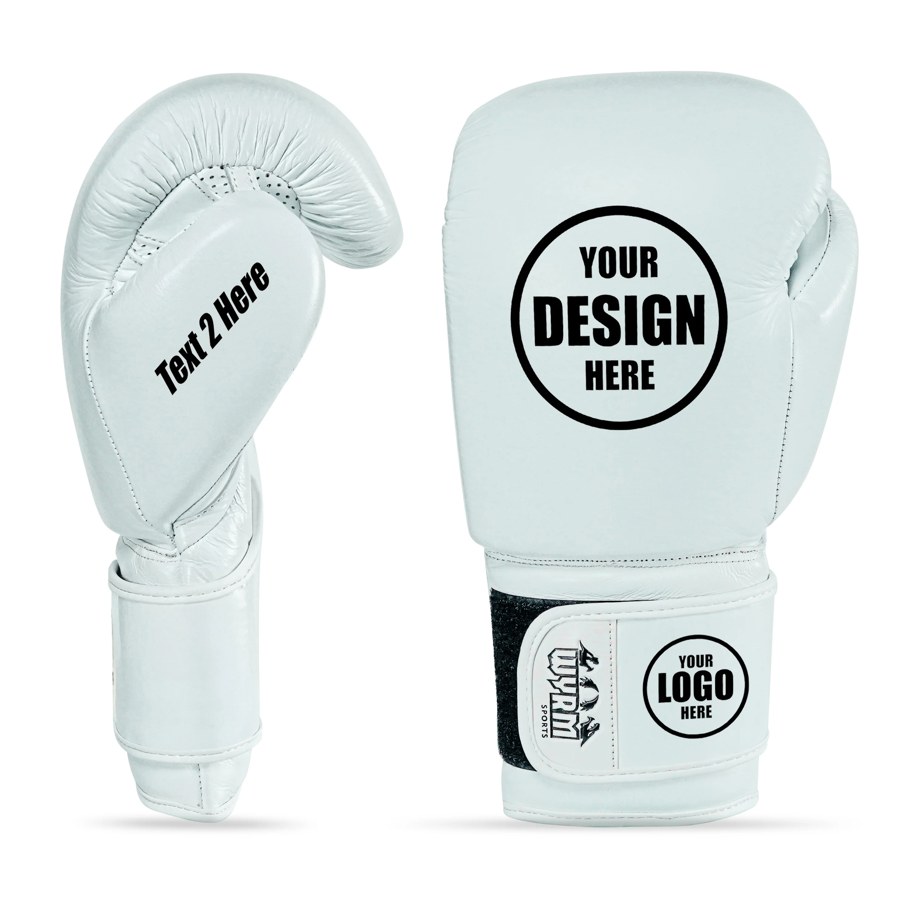 Custom White Genuine Leather Boxing Training Gloves C26 - Image 7