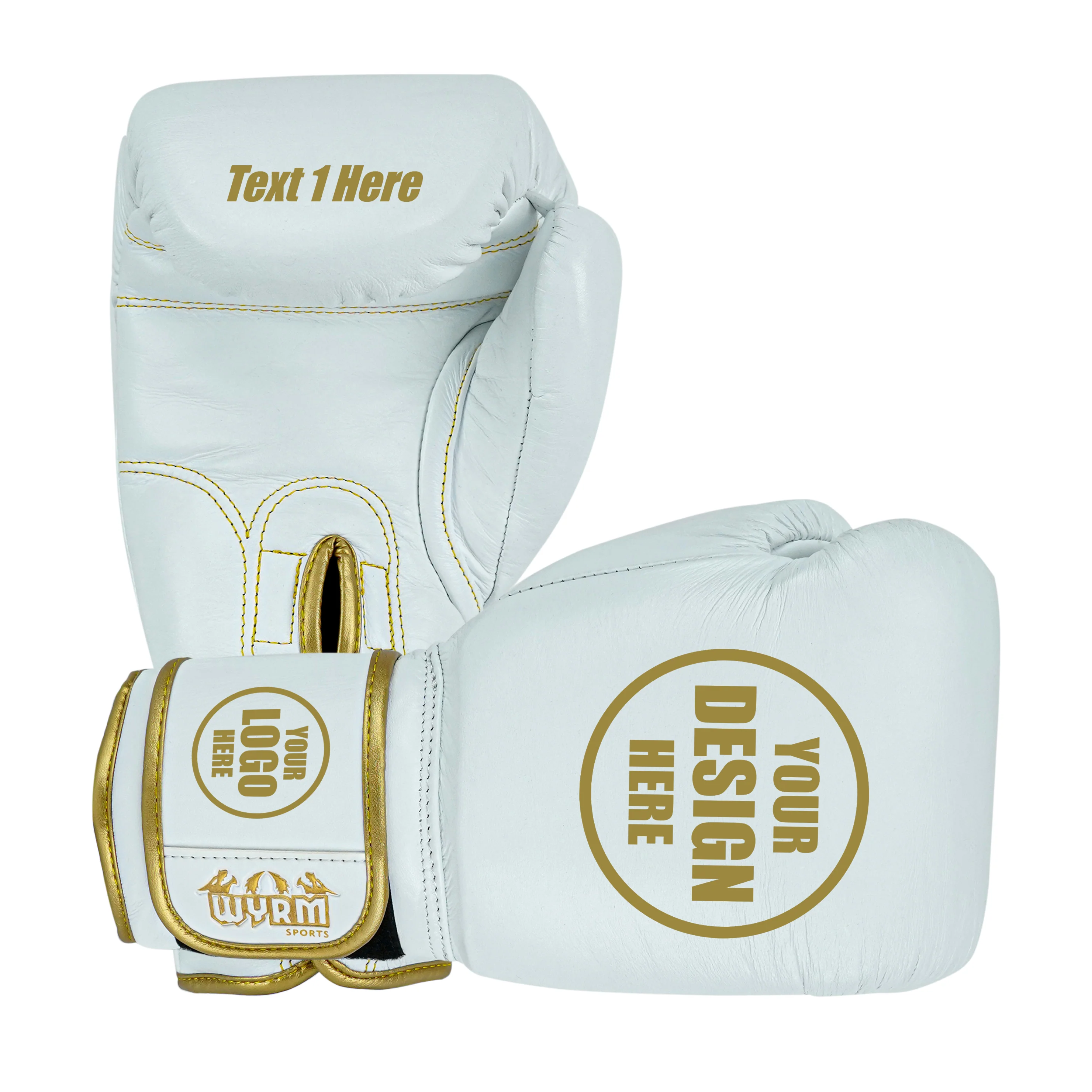 Custom White Genuine Leather Boxing Training Gloves C36