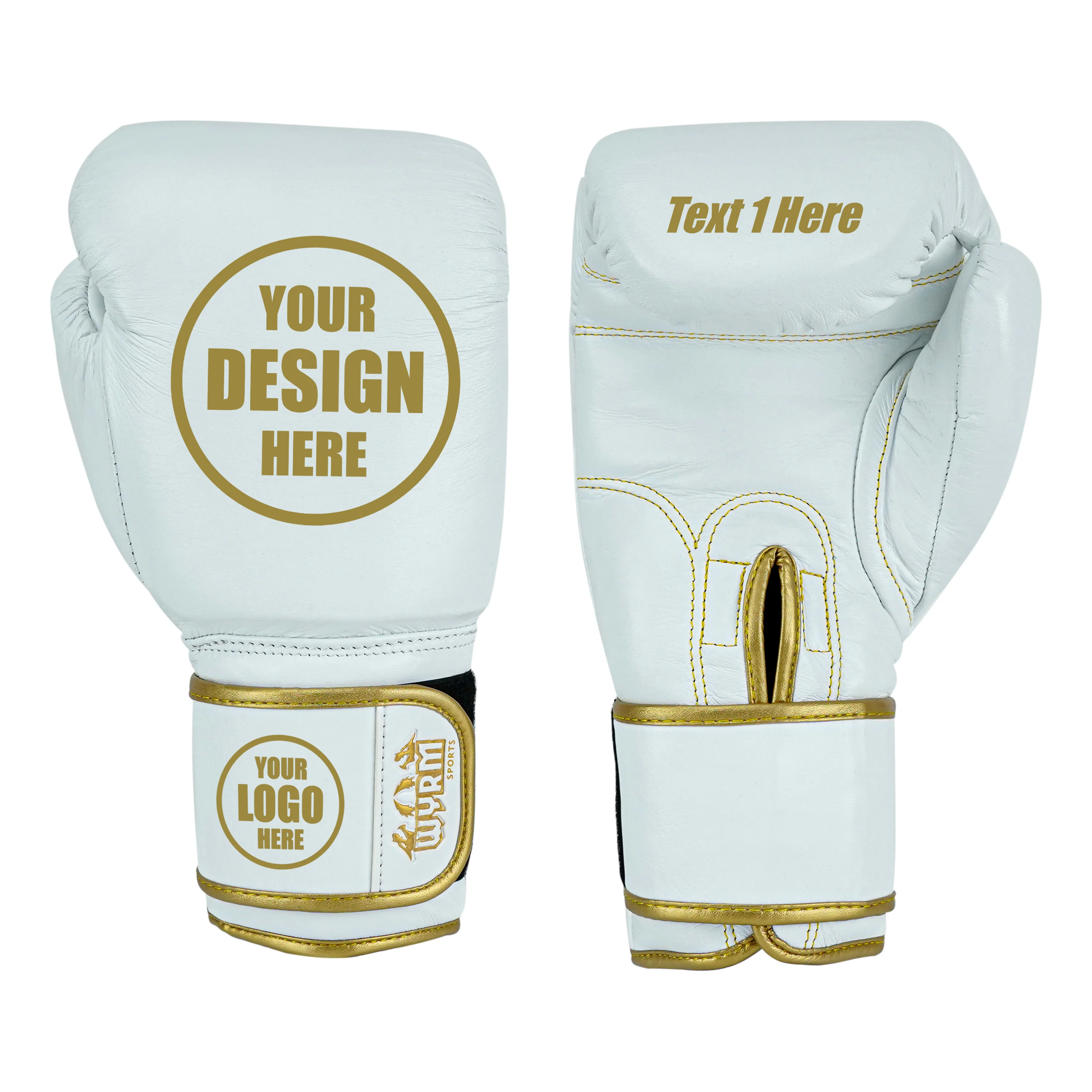 Custom White Genuine Leather Boxing Training Gloves C36 - Image 2