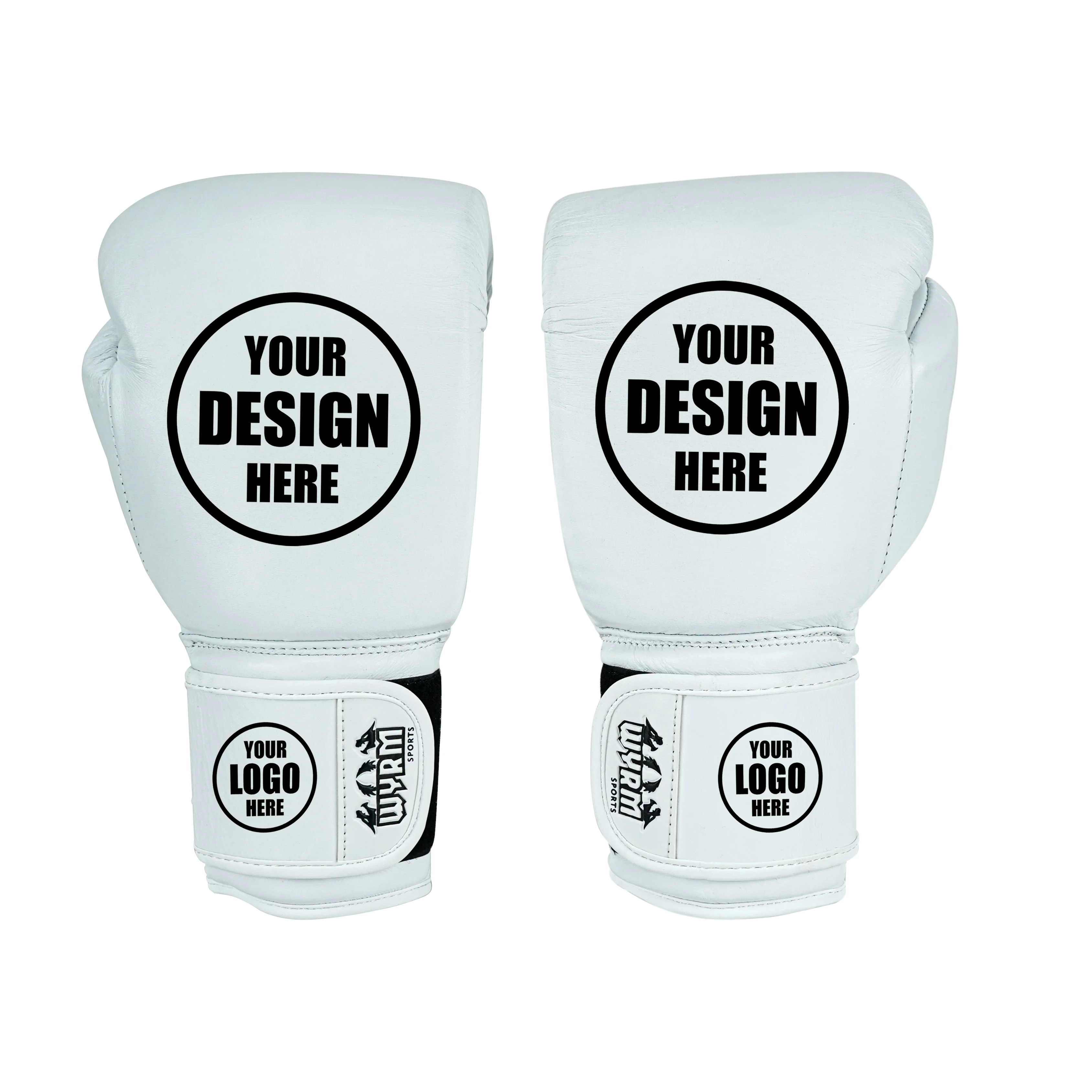 Custom White Genuine Leather Boxing Training Gloves C38 - Image 3
