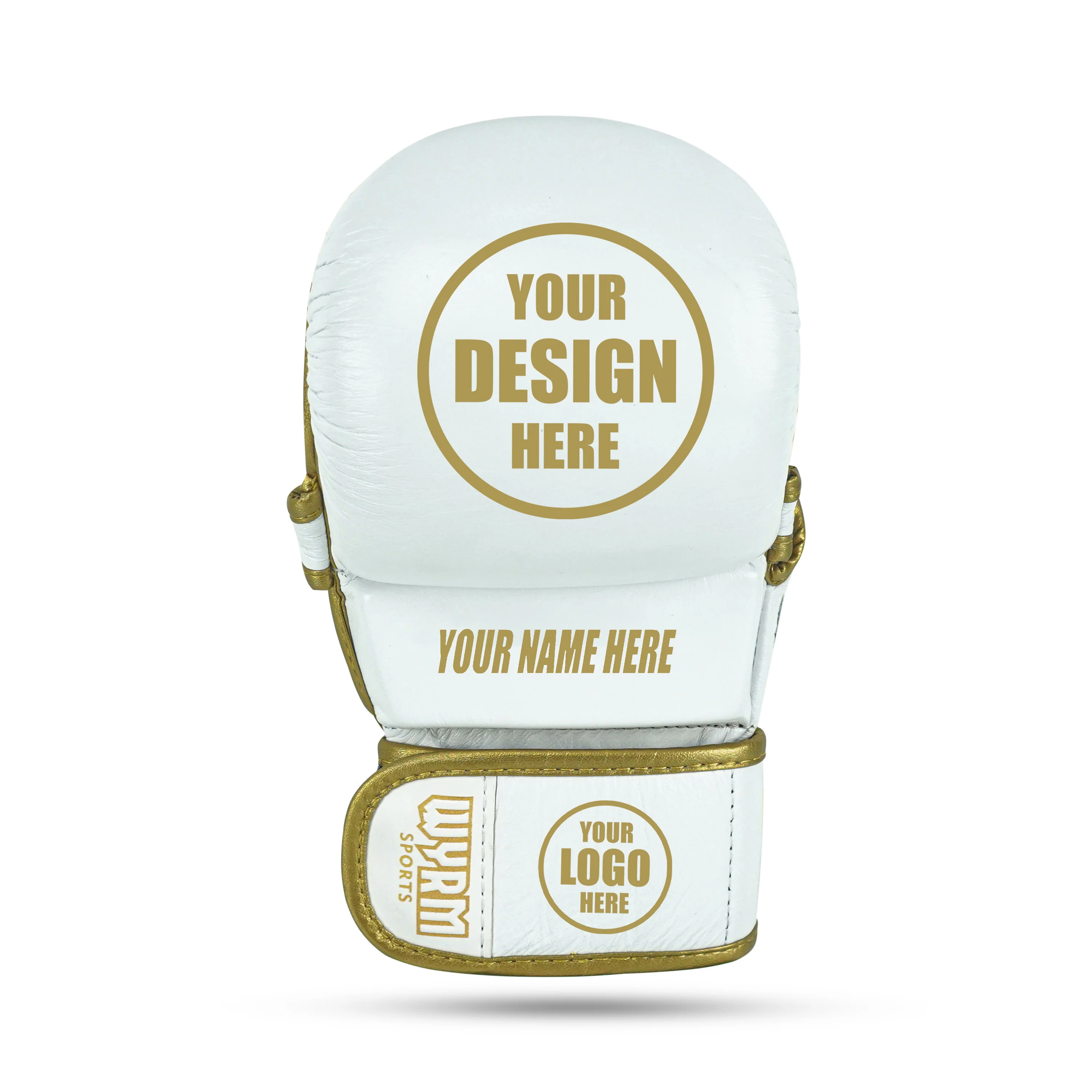 Custom White/Gold MMA Training Gloves - Image 2
