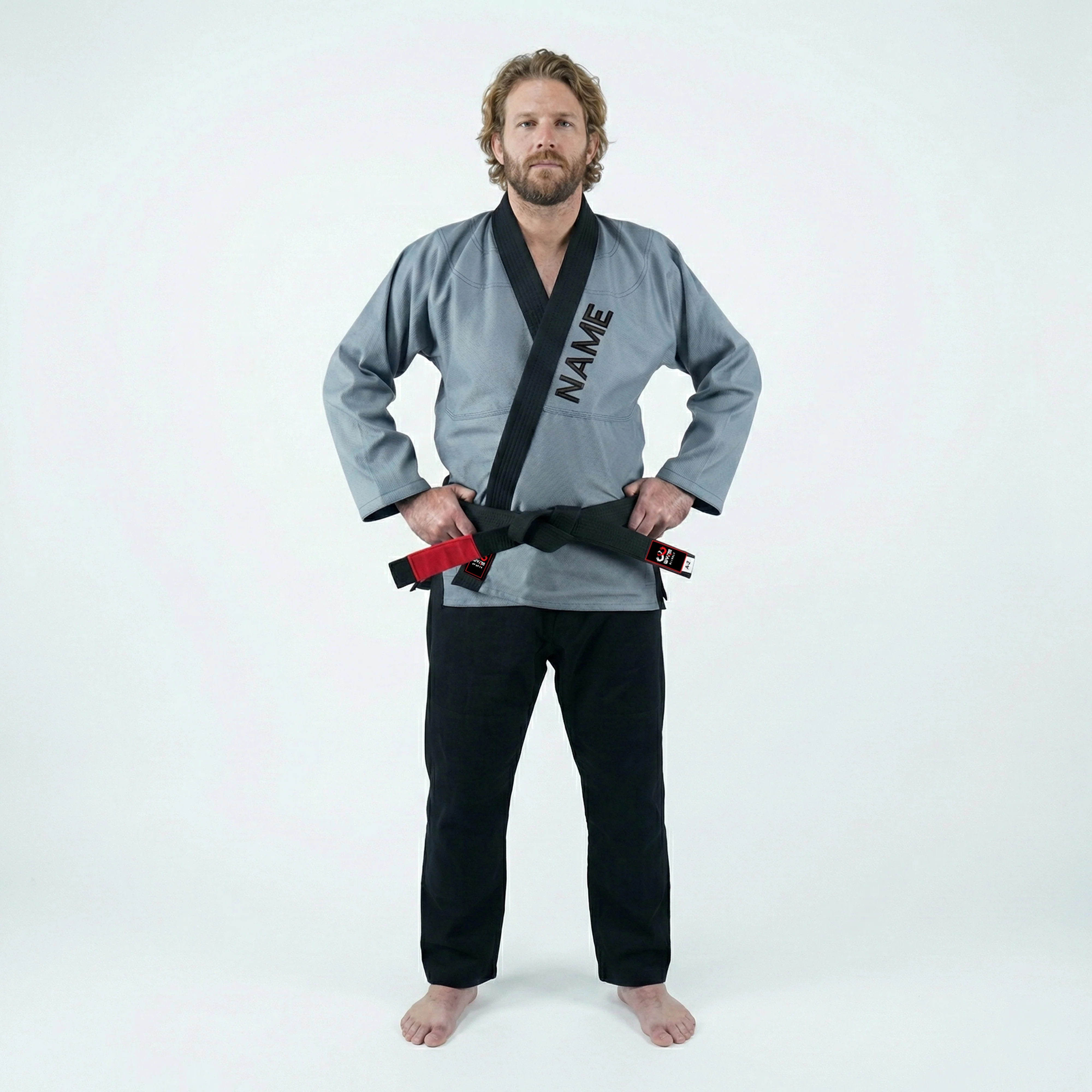 Customized Logo Grey with Black Lapel Brazilian Jiu Jitsu Gi - Image 2