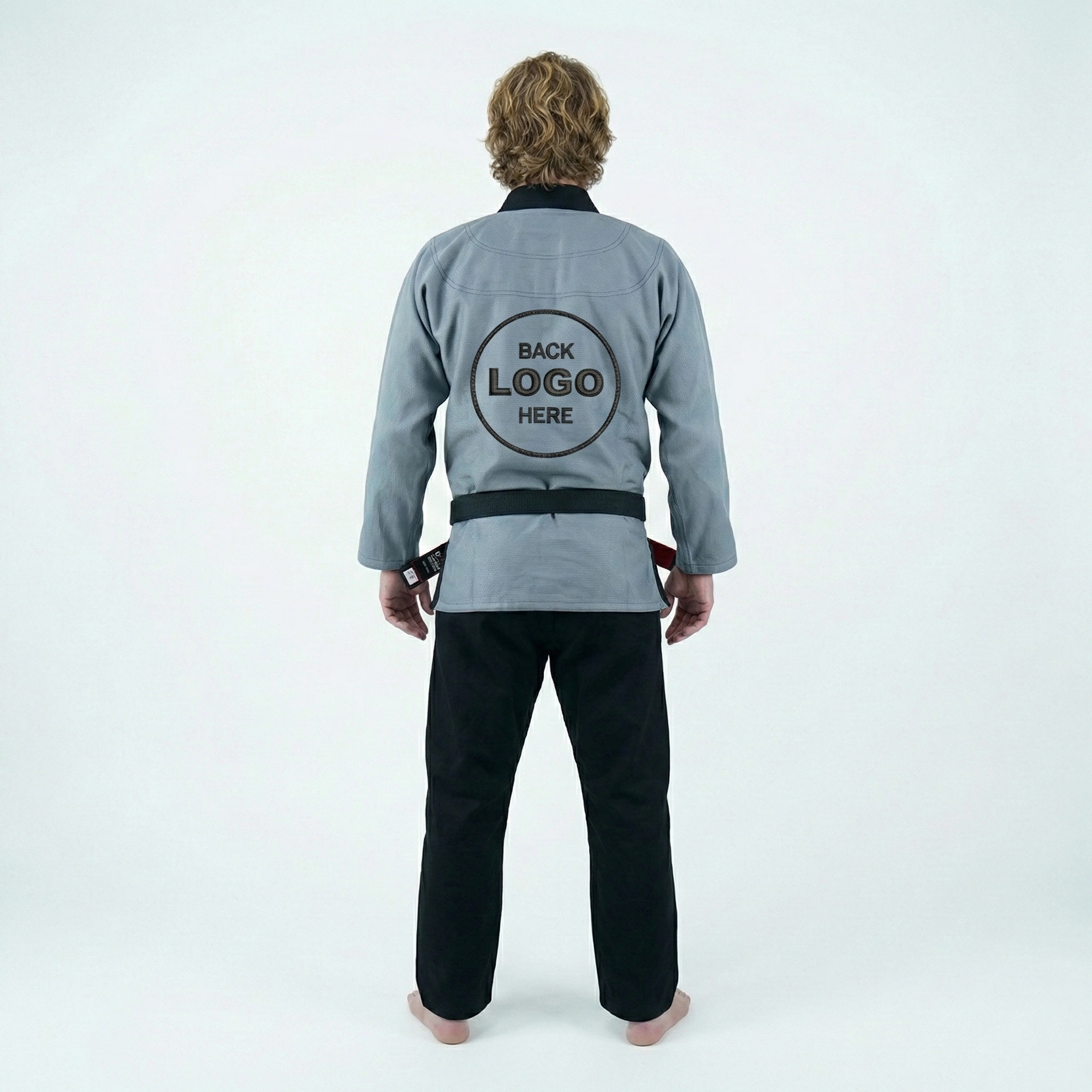 Customized Logo Grey with Black Lapel Brazilian Jiu Jitsu Gi - Image 3