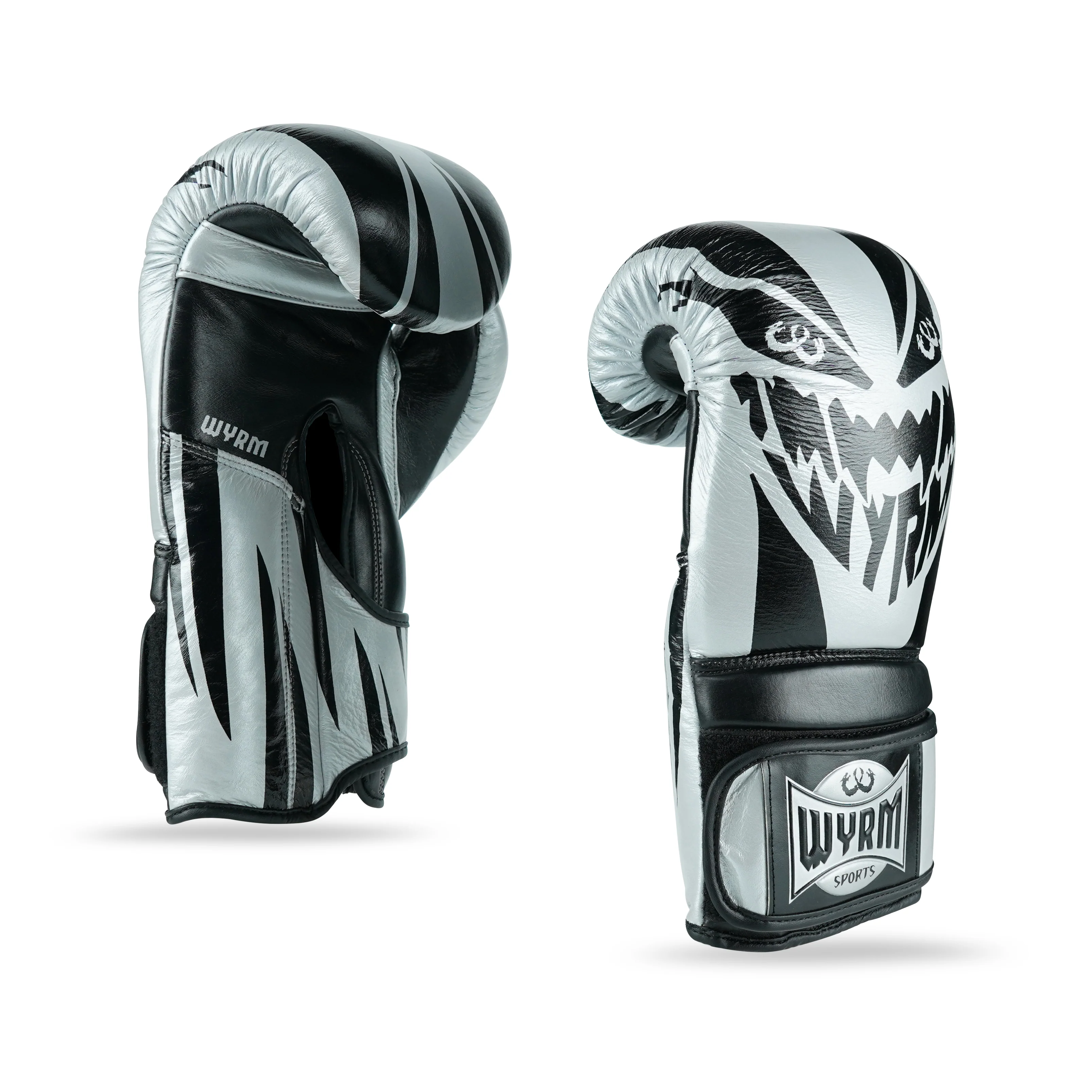 Devourer Black/Silver Genuine Leather Boxing Gloves - Image 5