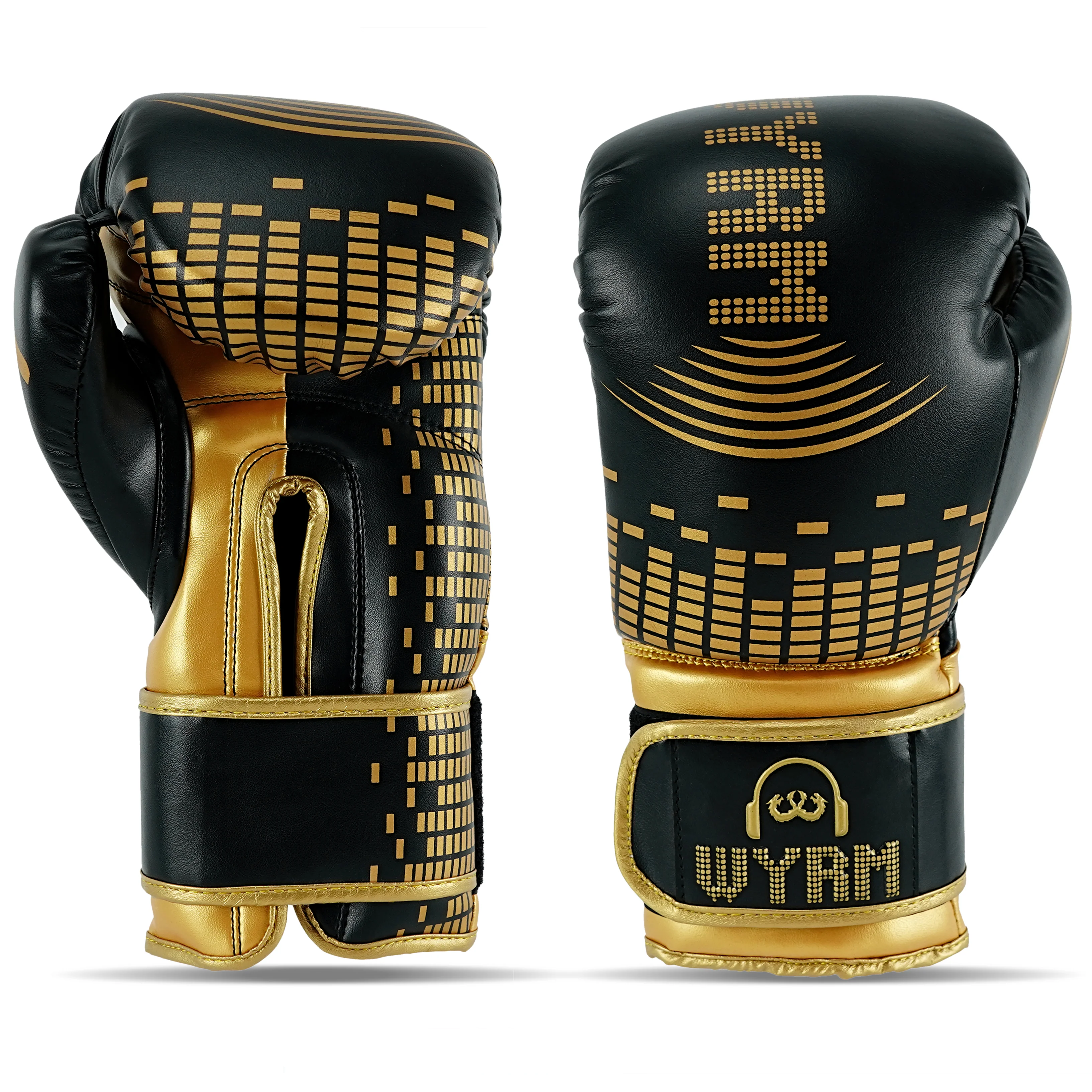 Pulse Gold/Black Leather Boxing Gloves