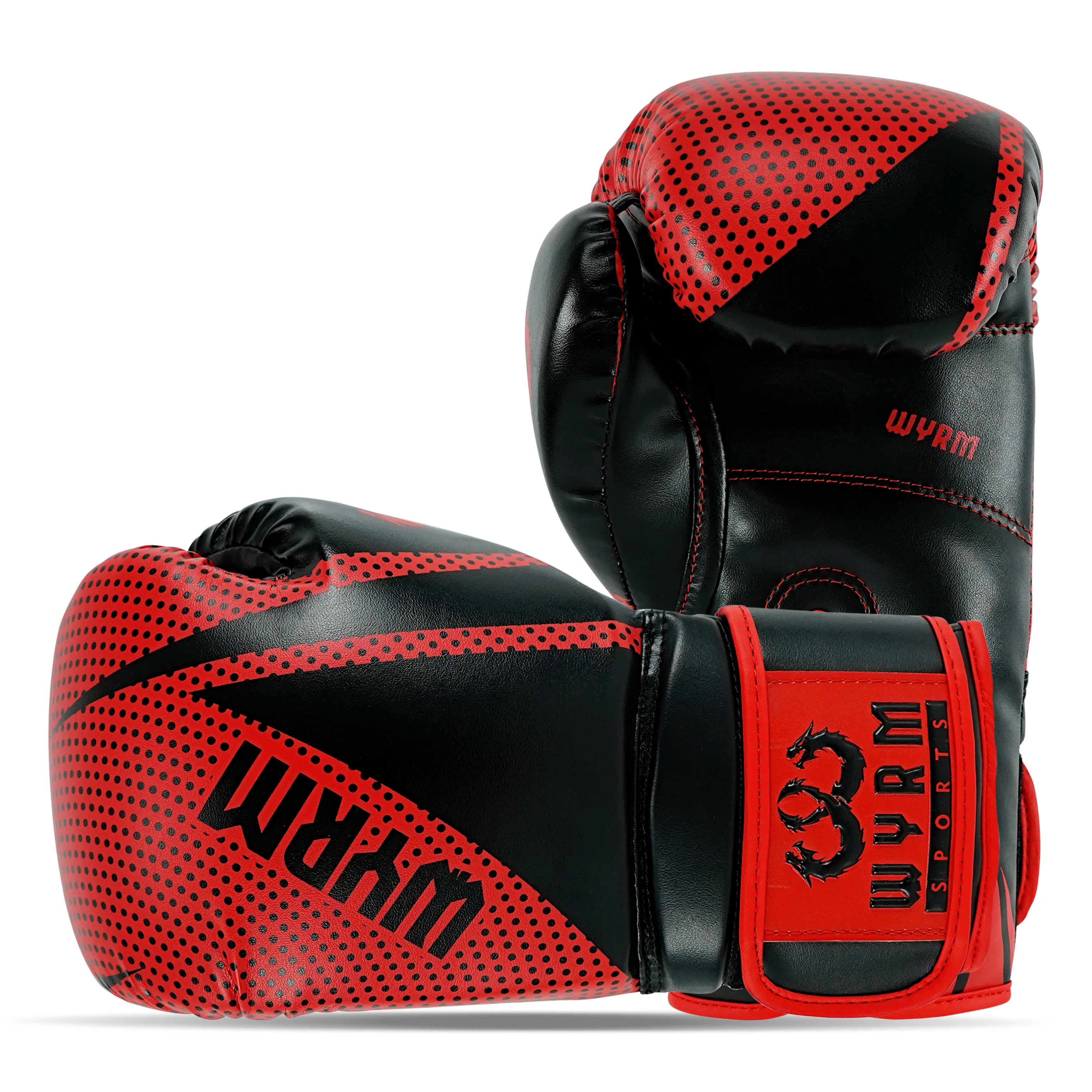 Krusher Red/Black Leather Boxing Gloves - Image 3