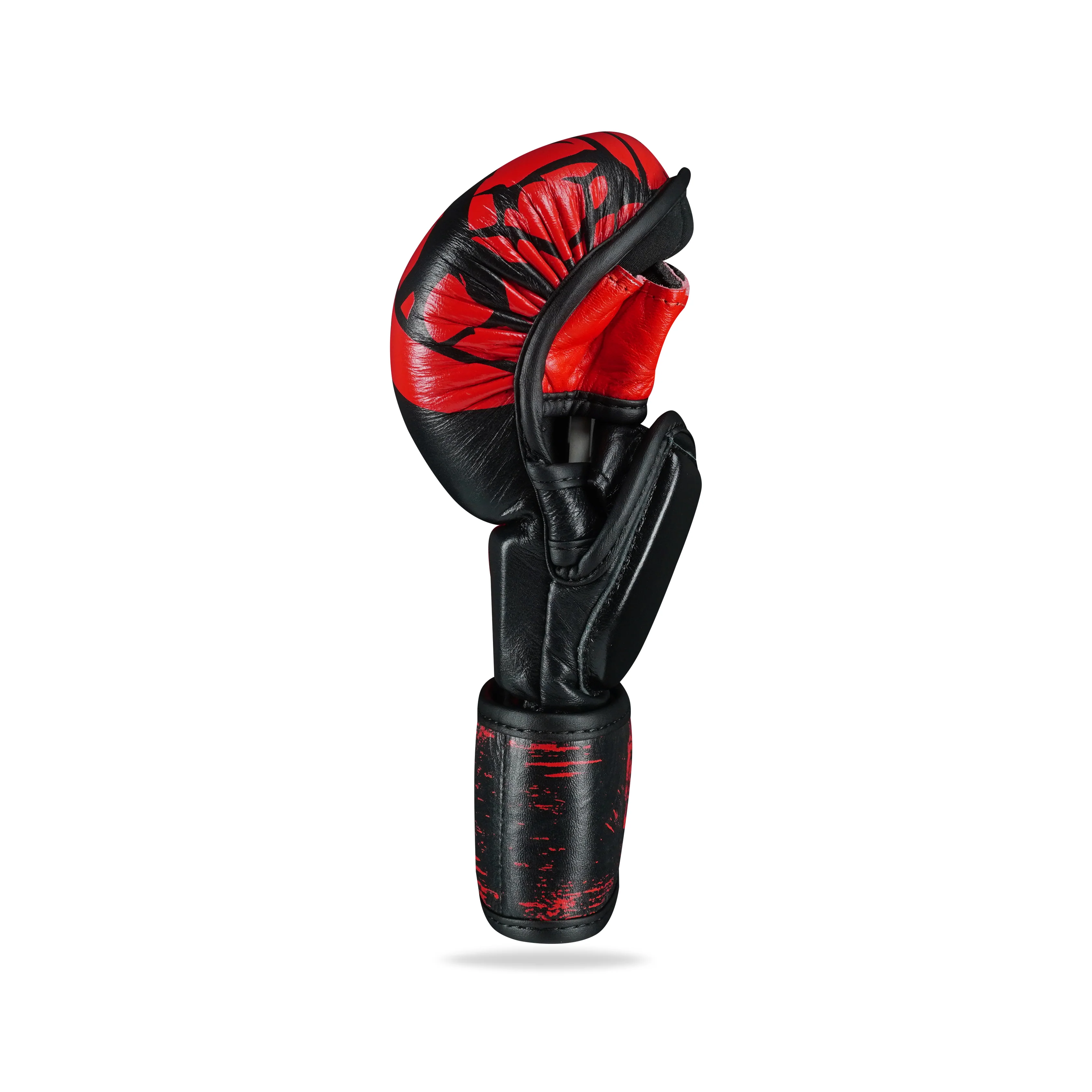 Pounder Black/Red Genuine Leather MMA Training Gloves - Image 5