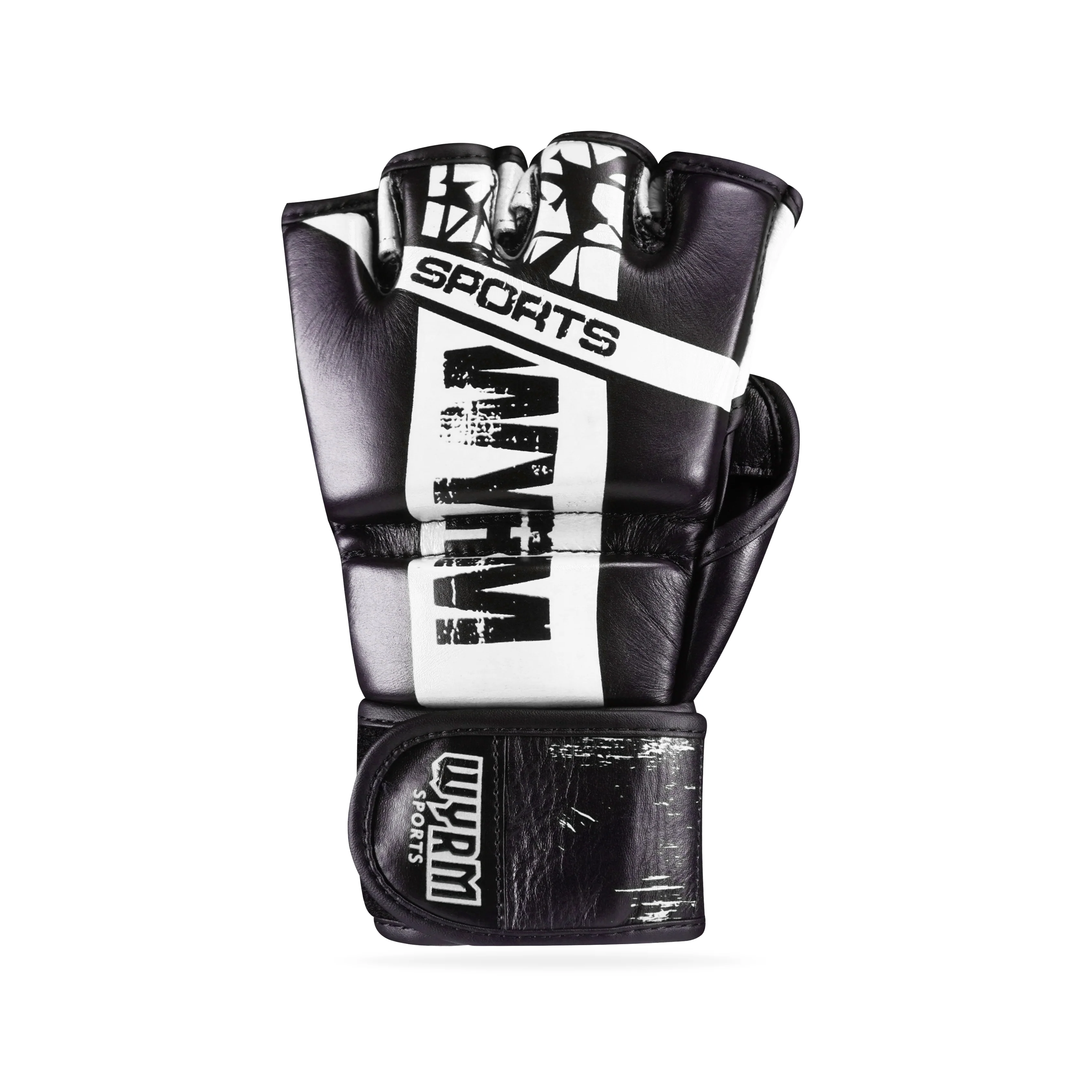 Pounder Black/White Genuine Leather MMA Fight Gloves - Image 3