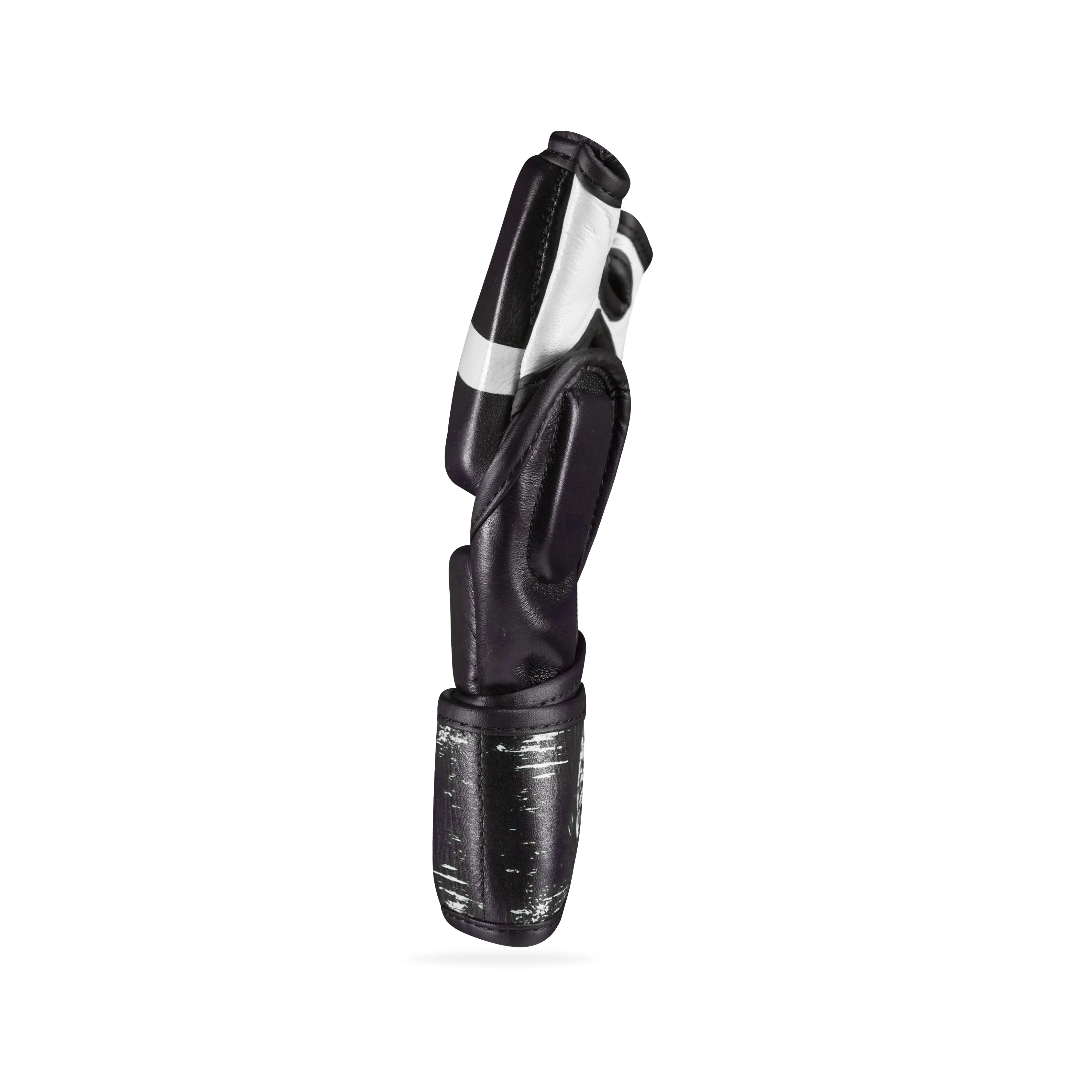 Pounder Black/White Genuine Leather MMA Fight Gloves - Image 5