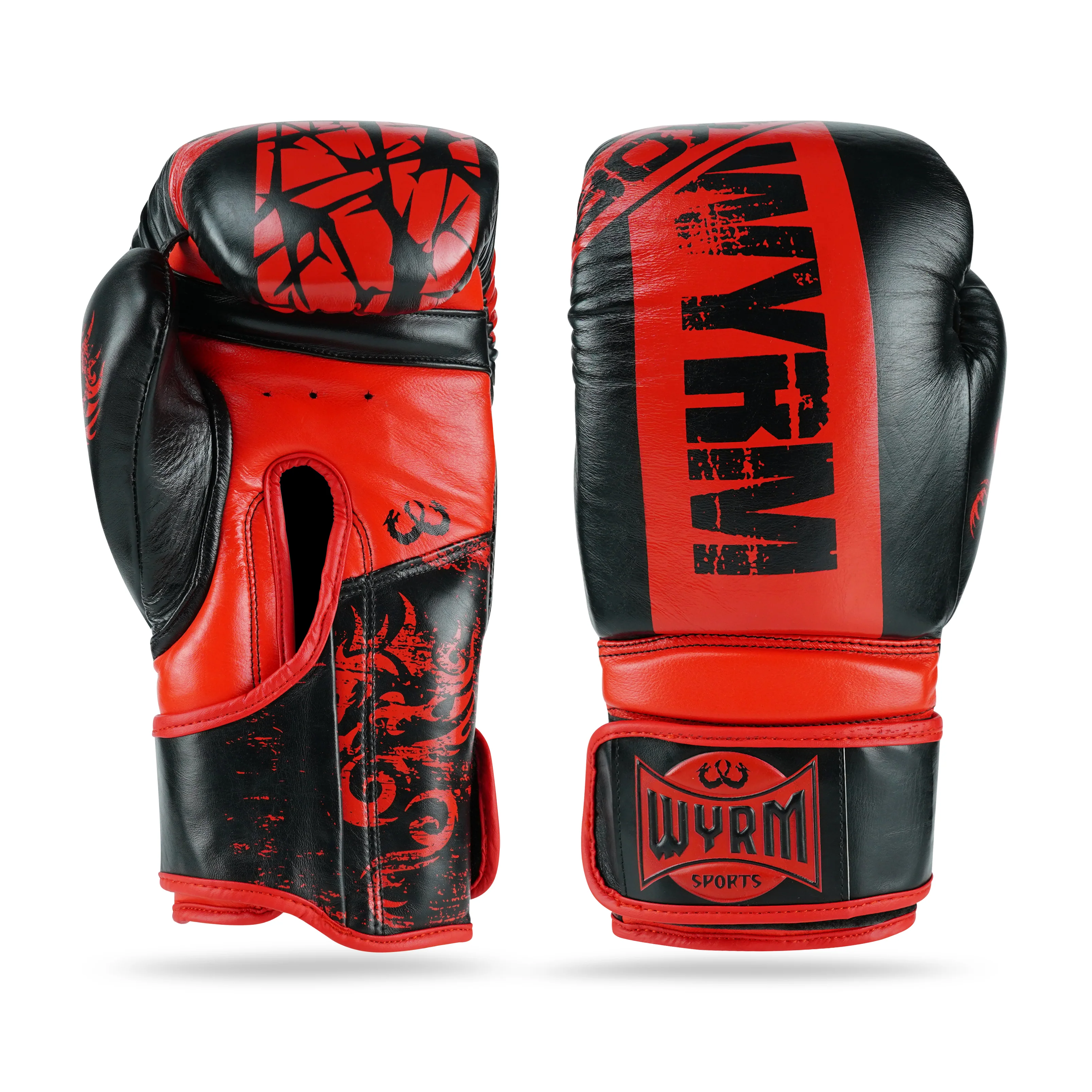 Pounder Red/Black Genuine Leather Boxing Gloves