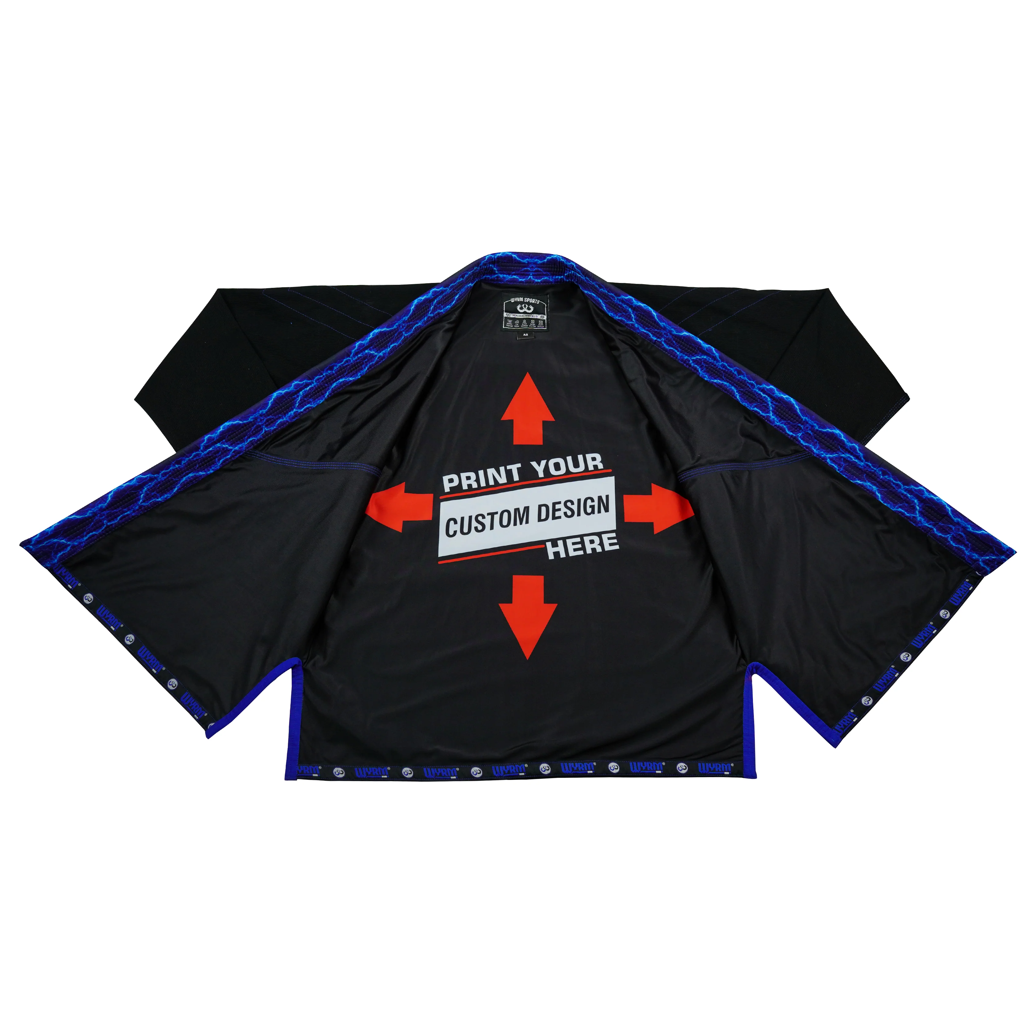 Premium Custom Black with Thunder Blue Lapel Brazilian Jiu Jitsu Gi