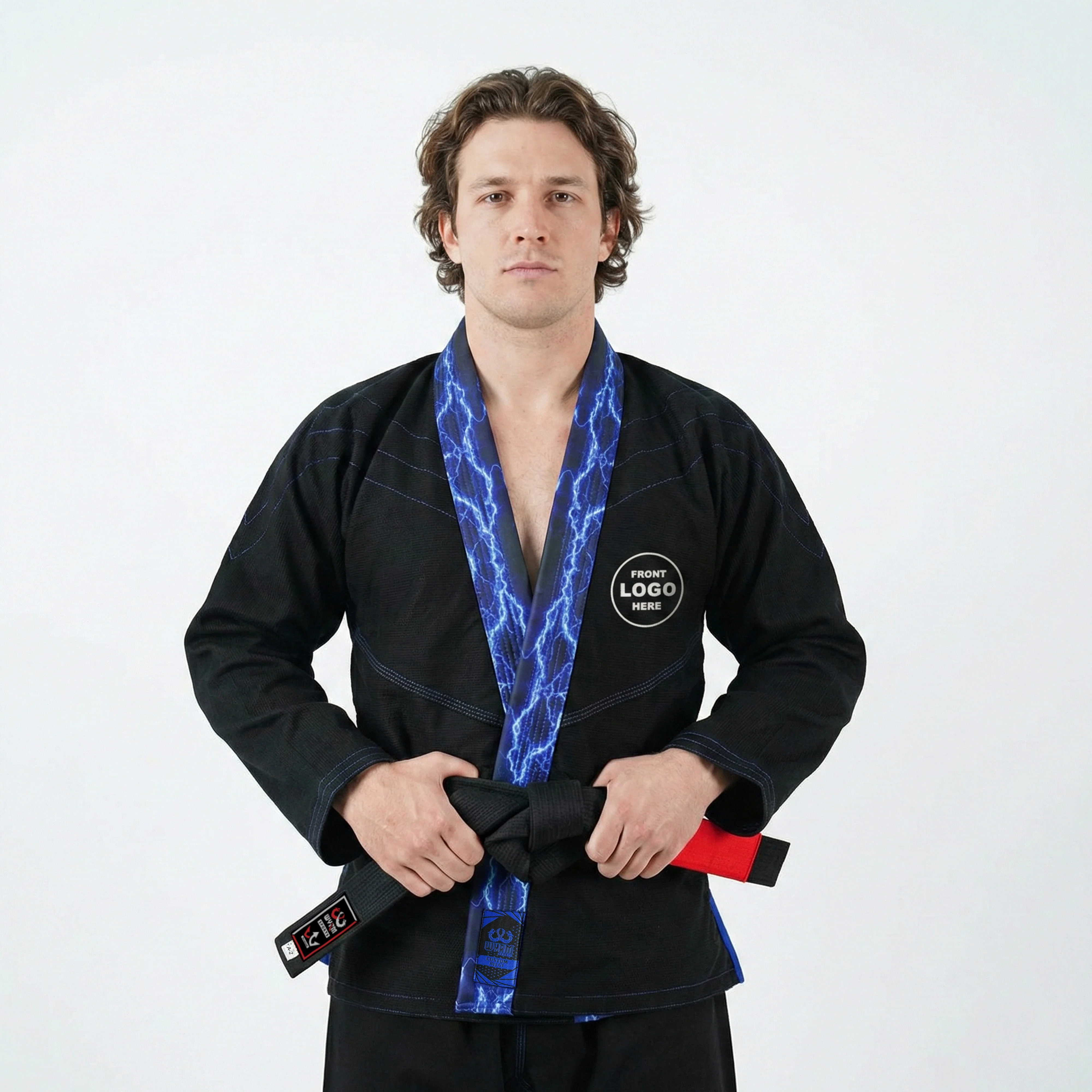 Premium Custom Black with Thunder Blue Lapel Brazilian Jiu Jitsu Gi - Image 2