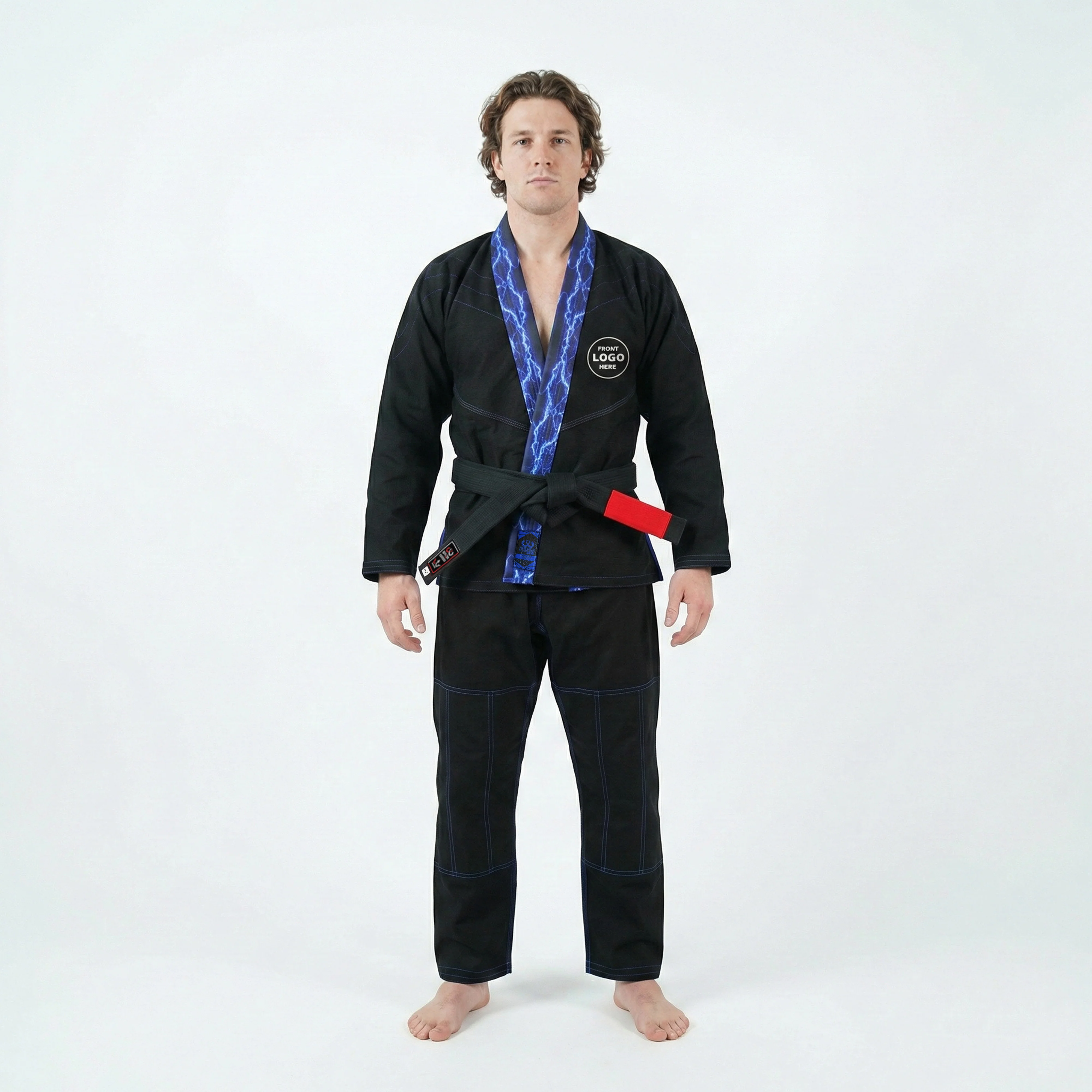 Premium Custom Black with Thunder Blue Lapel Brazilian Jiu Jitsu Gi - Image 3