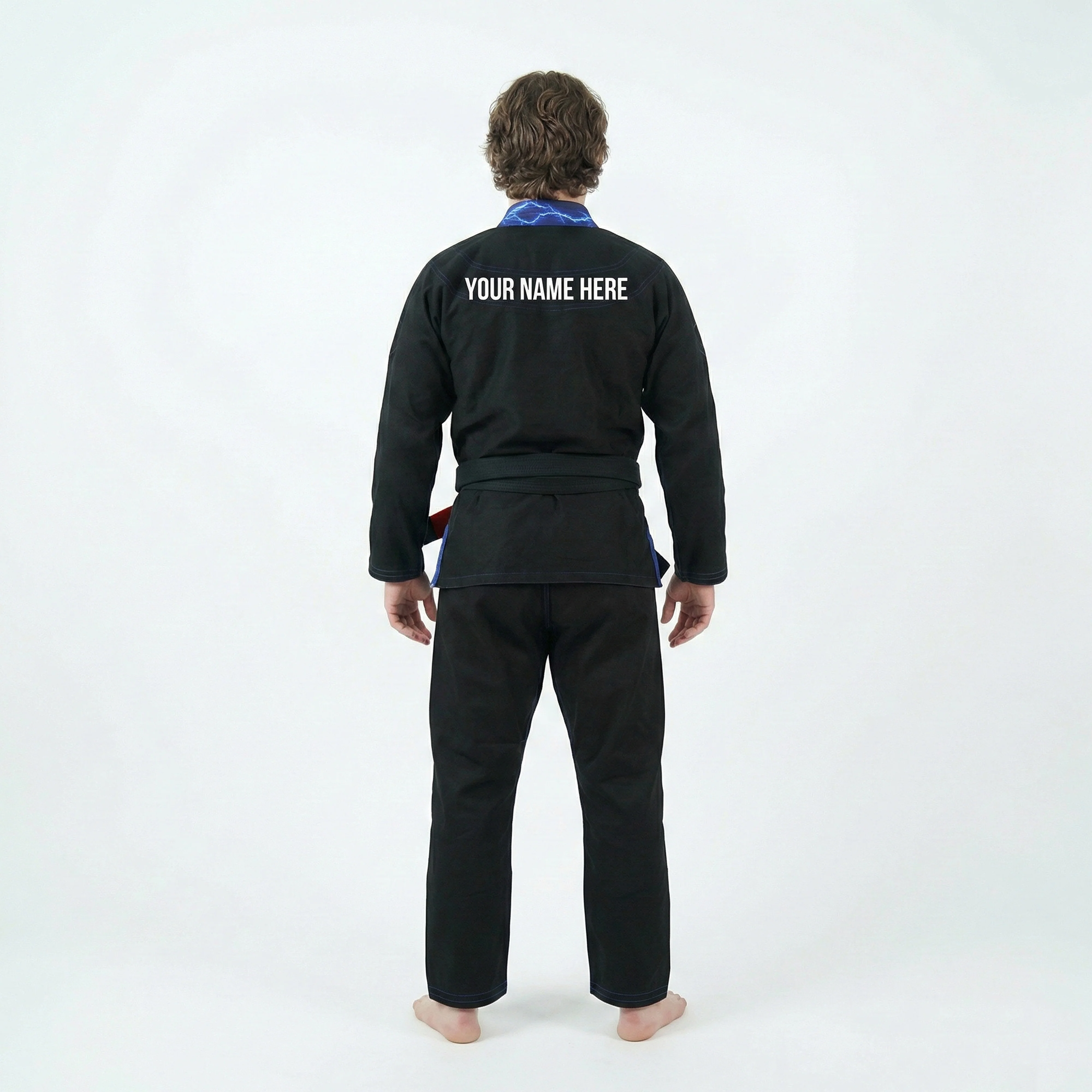 Premium Custom Black with Thunder Blue Lapel Brazilian Jiu Jitsu Gi - Image 4