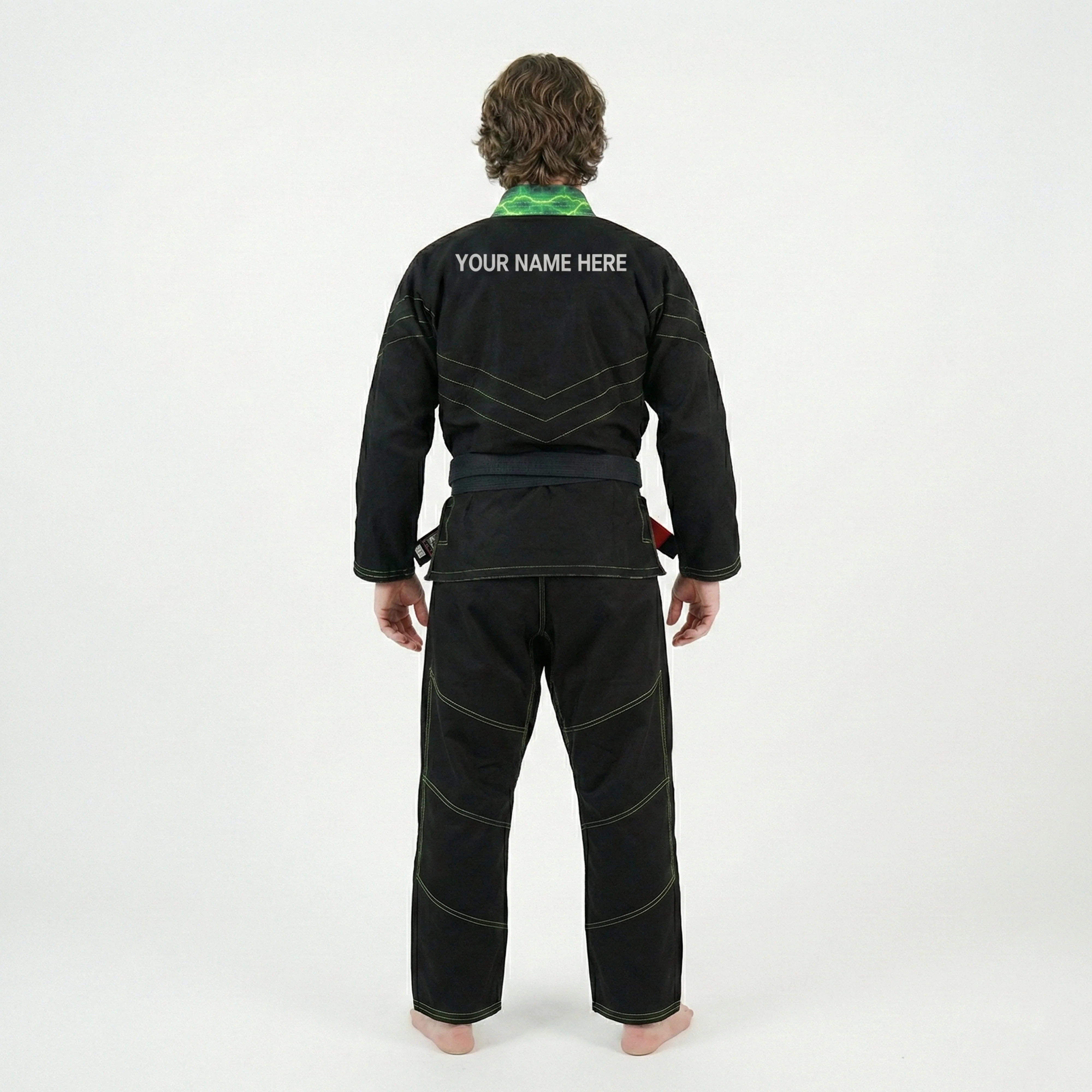 Premium Custom Black with Thunder Neon Lapel Brazilian Jiu Jitsu Gi - Image 4