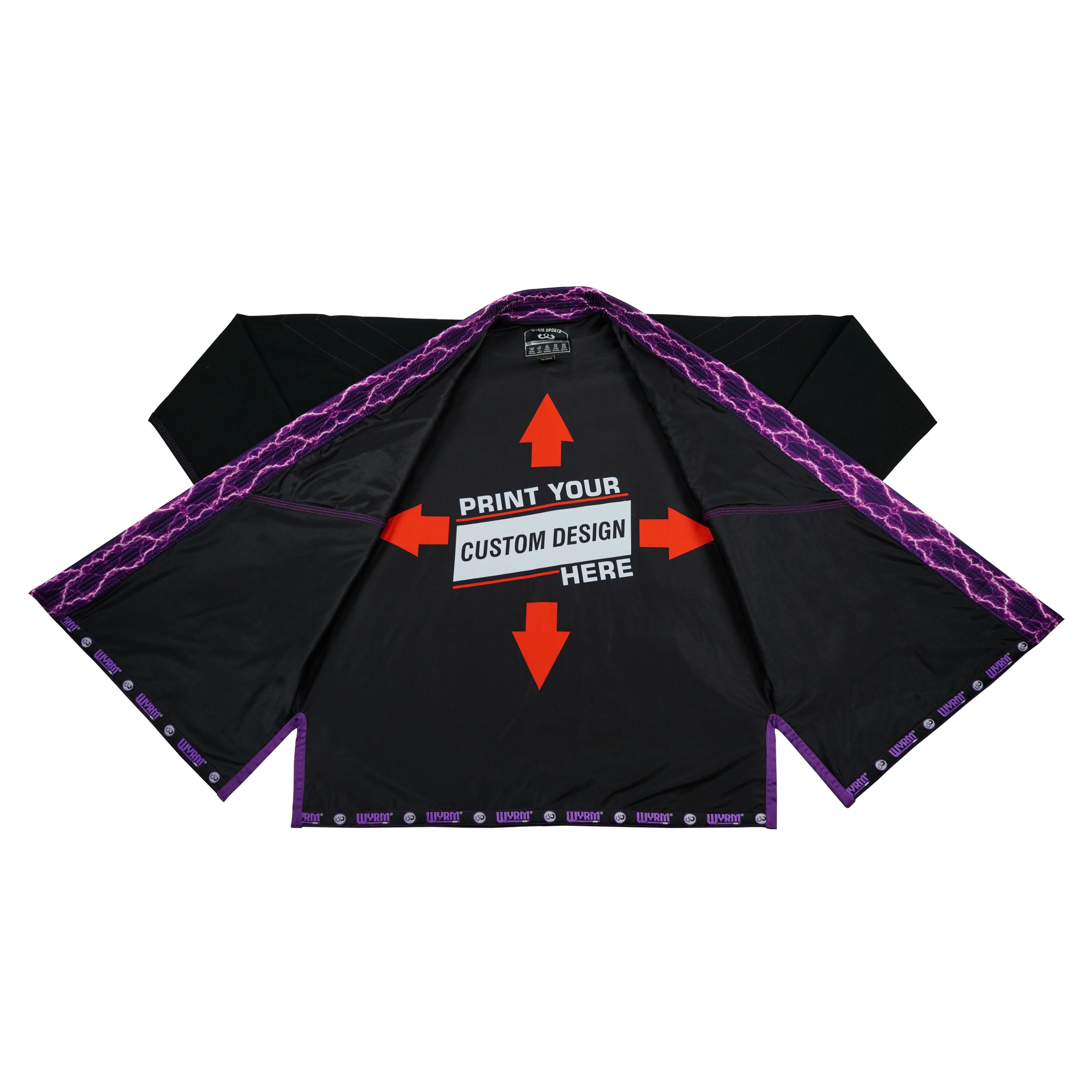 Premium Custom Black with Thunder Purple Lapel Brazilian Jiu Jitsu Gi