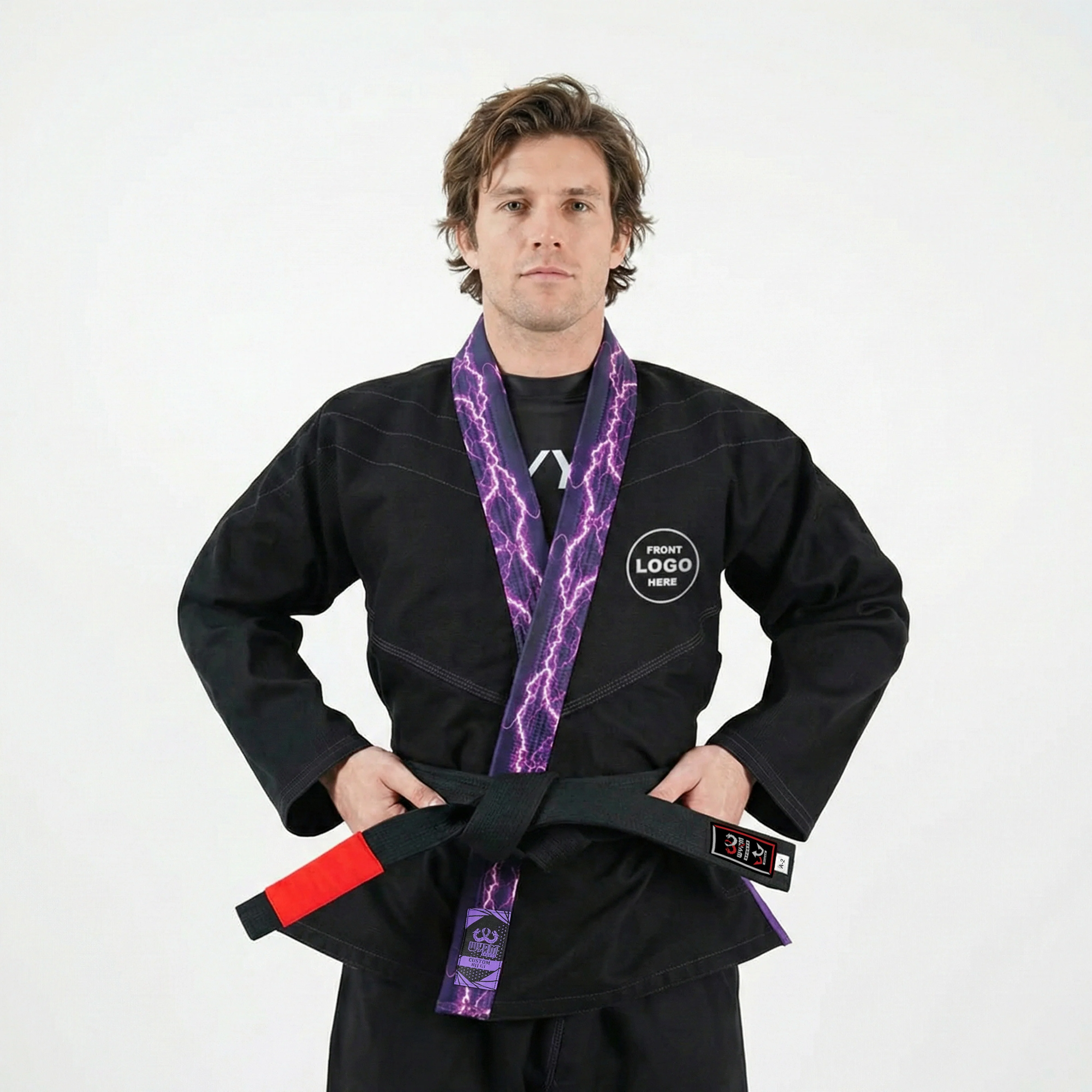 Premium Custom Black with Thunder Purple Lapel Brazilian Jiu Jitsu Gi - Image 2