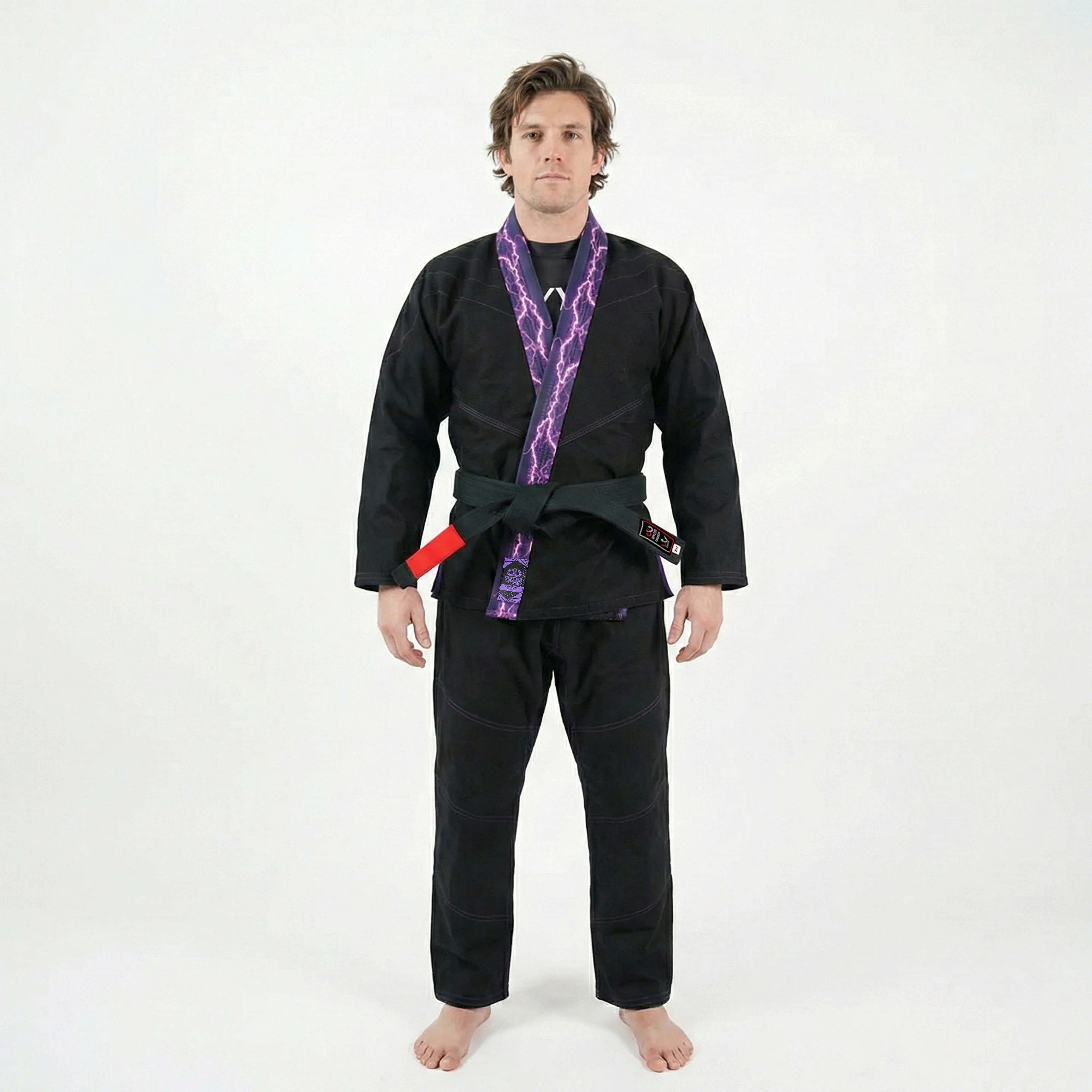 Premium Custom Black with Thunder Purple Lapel Brazilian Jiu Jitsu Gi - Image 3