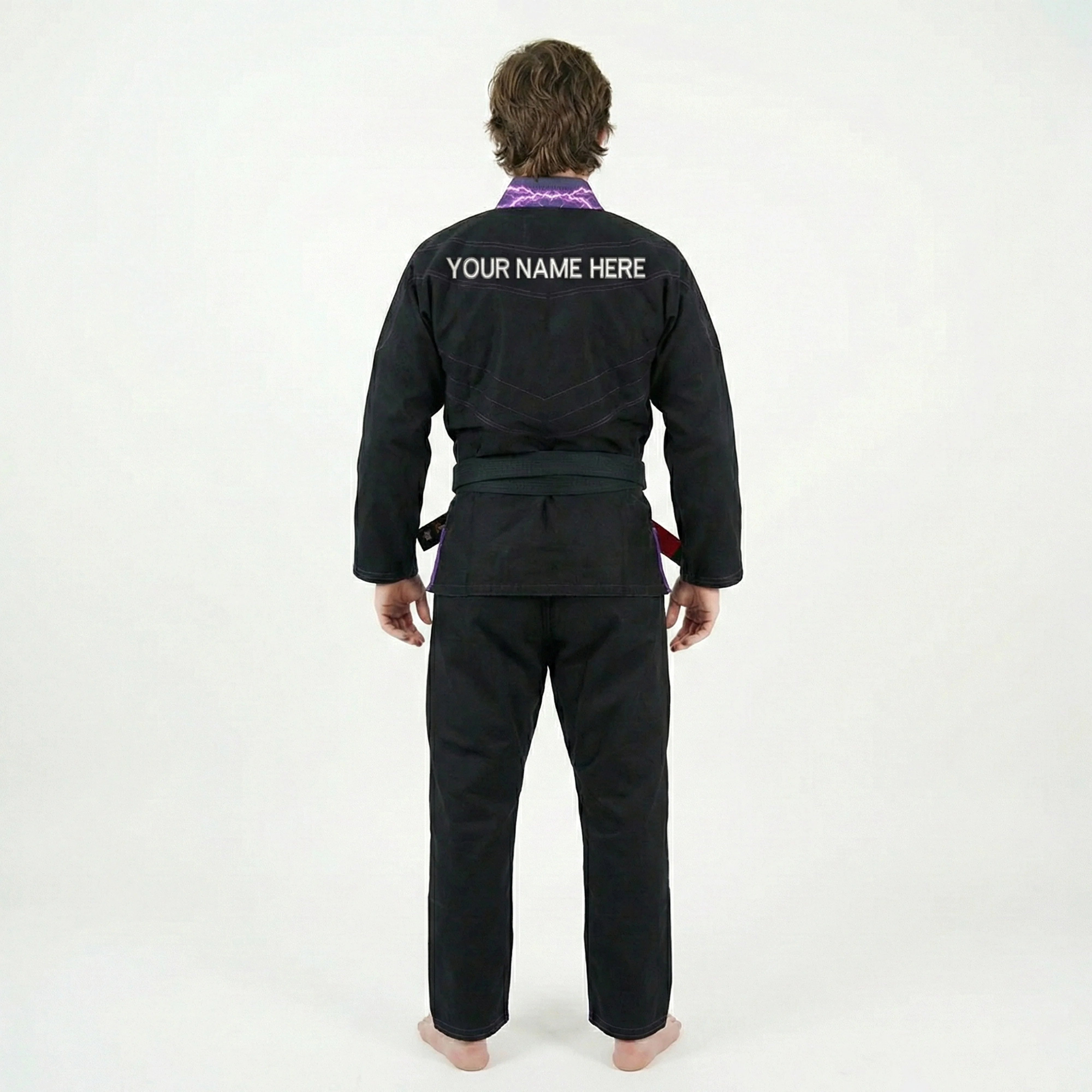 Premium Custom Black with Thunder Purple Lapel Brazilian Jiu Jitsu Gi - Image 4