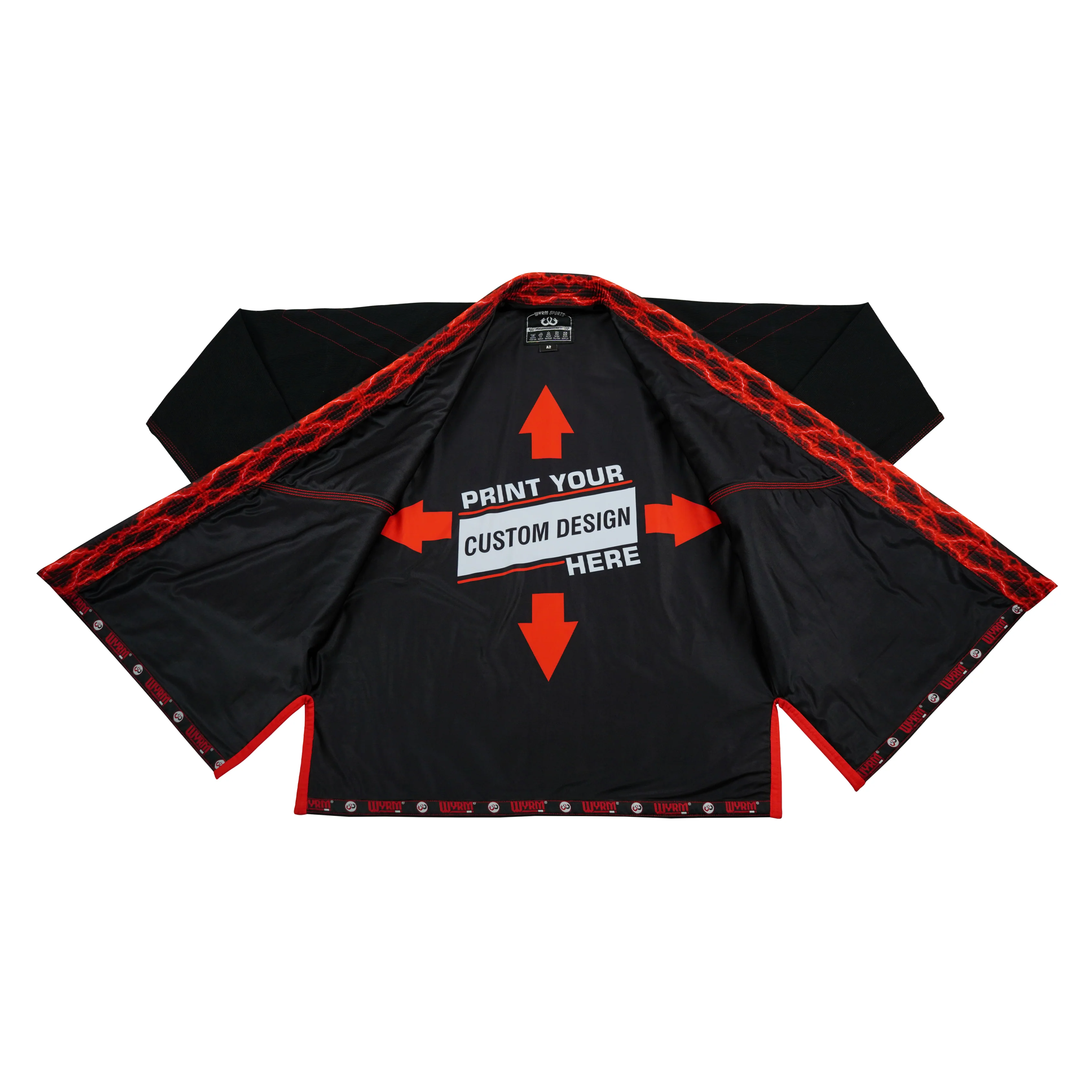 Premium Custom Black with Thunder Red Lapel Brazilian Jiu Jitsu Gi