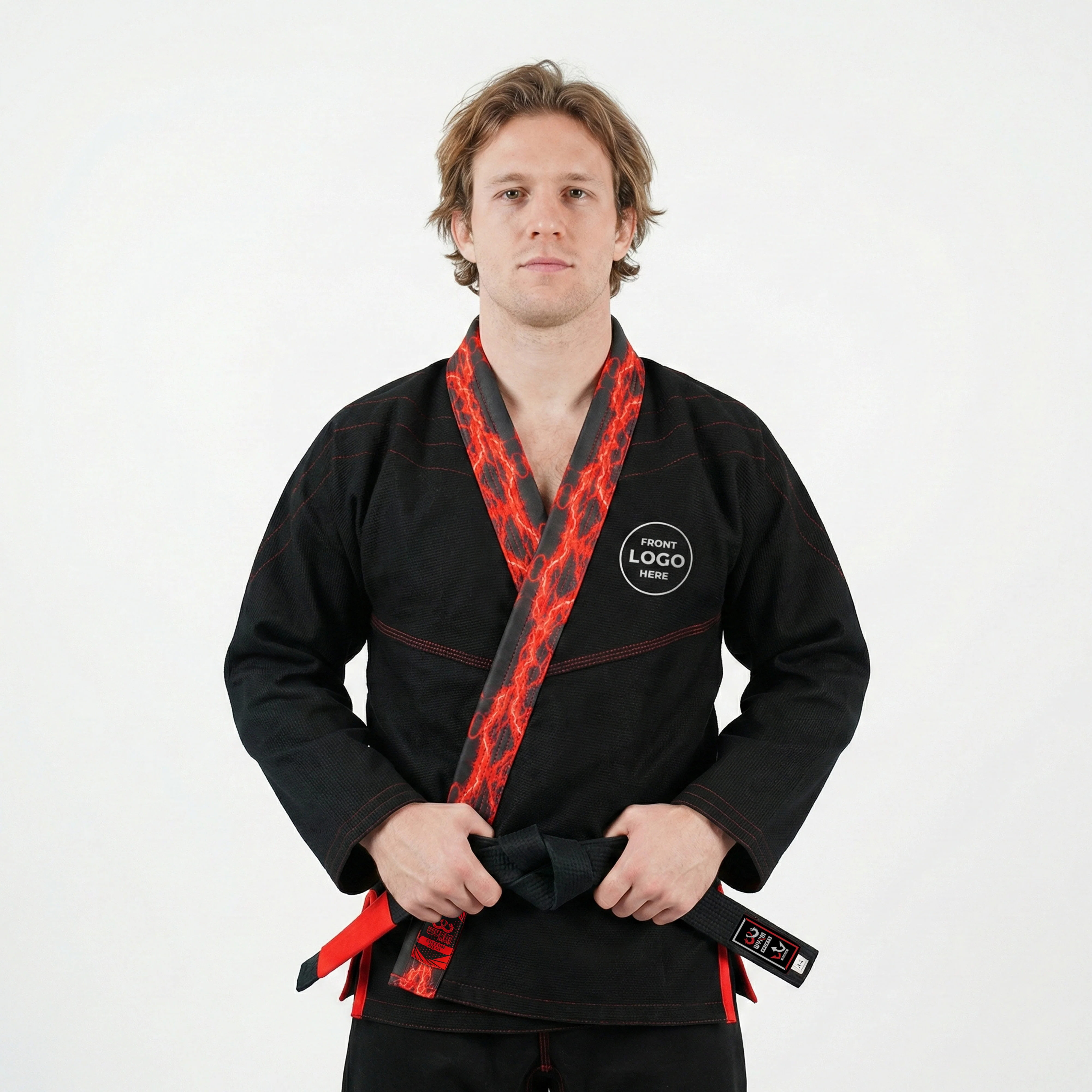 Premium Custom Black with Thunder Red Lapel Brazilian Jiu Jitsu Gi - Image 2