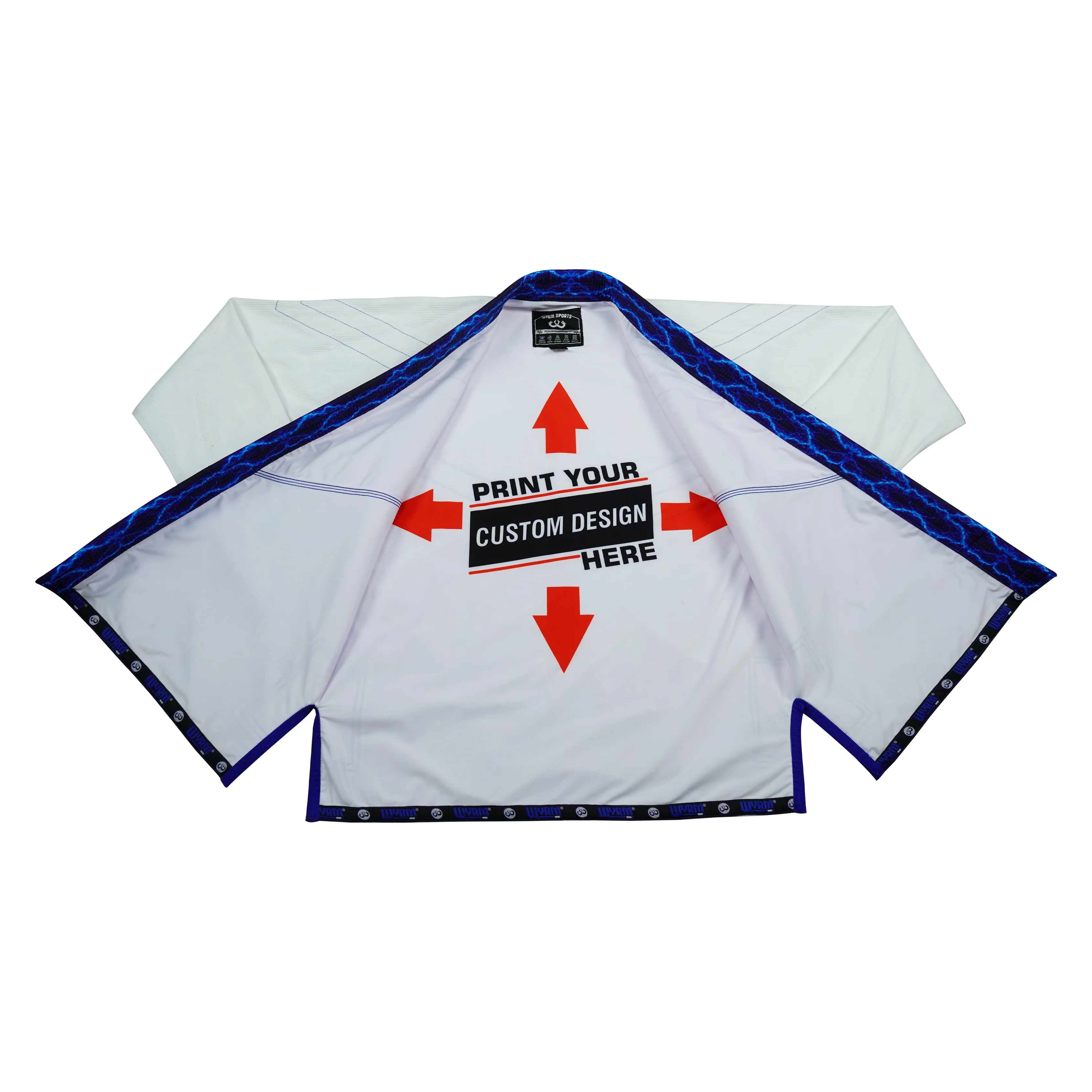 Premium Custom White with Thunder Blue Lapel Brazilian Jiu Jitsu Gi