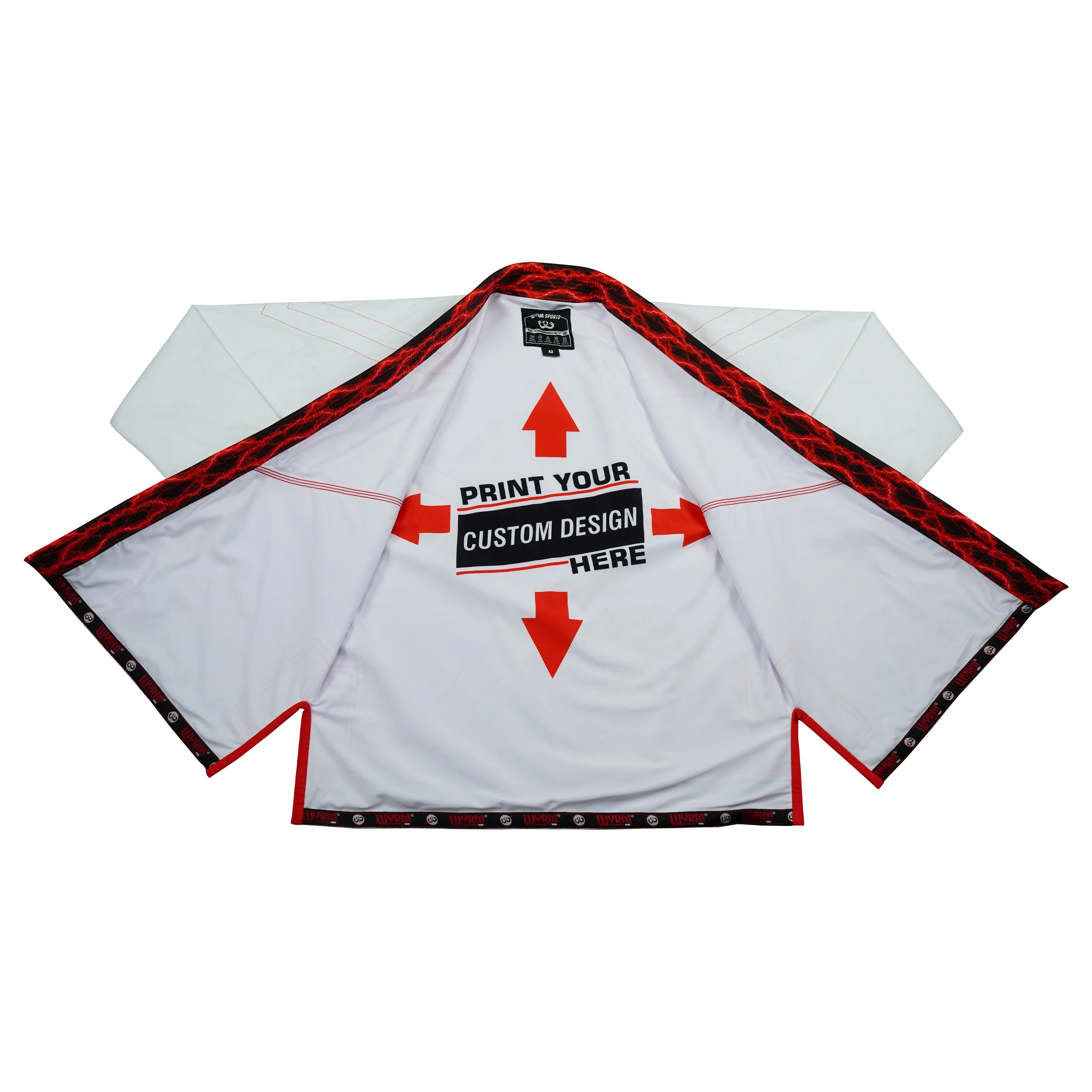 Premium Custom White with Thunder Red Lapel Brazilian Jiu Jitsu Gi