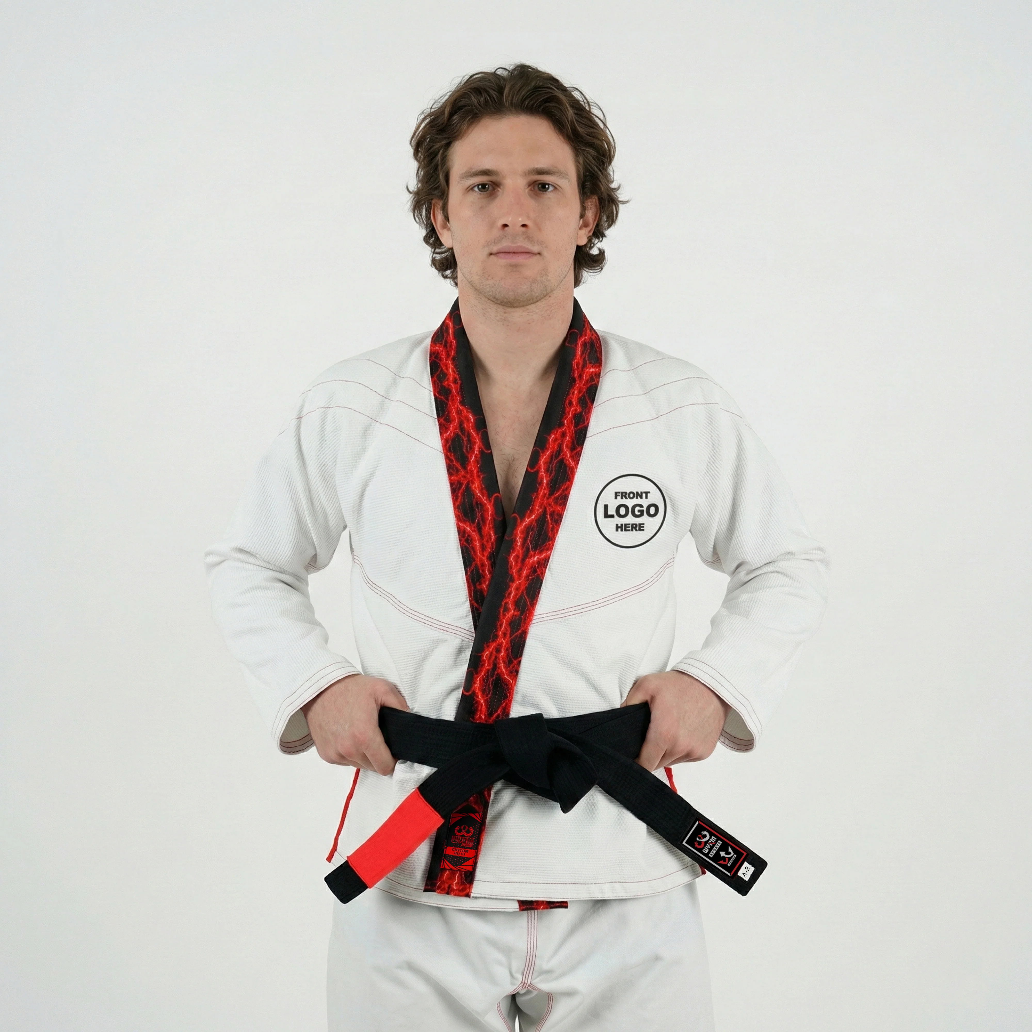 Premium Custom White with Thunder Red Lapel Brazilian Jiu Jitsu Gi - Image 2
