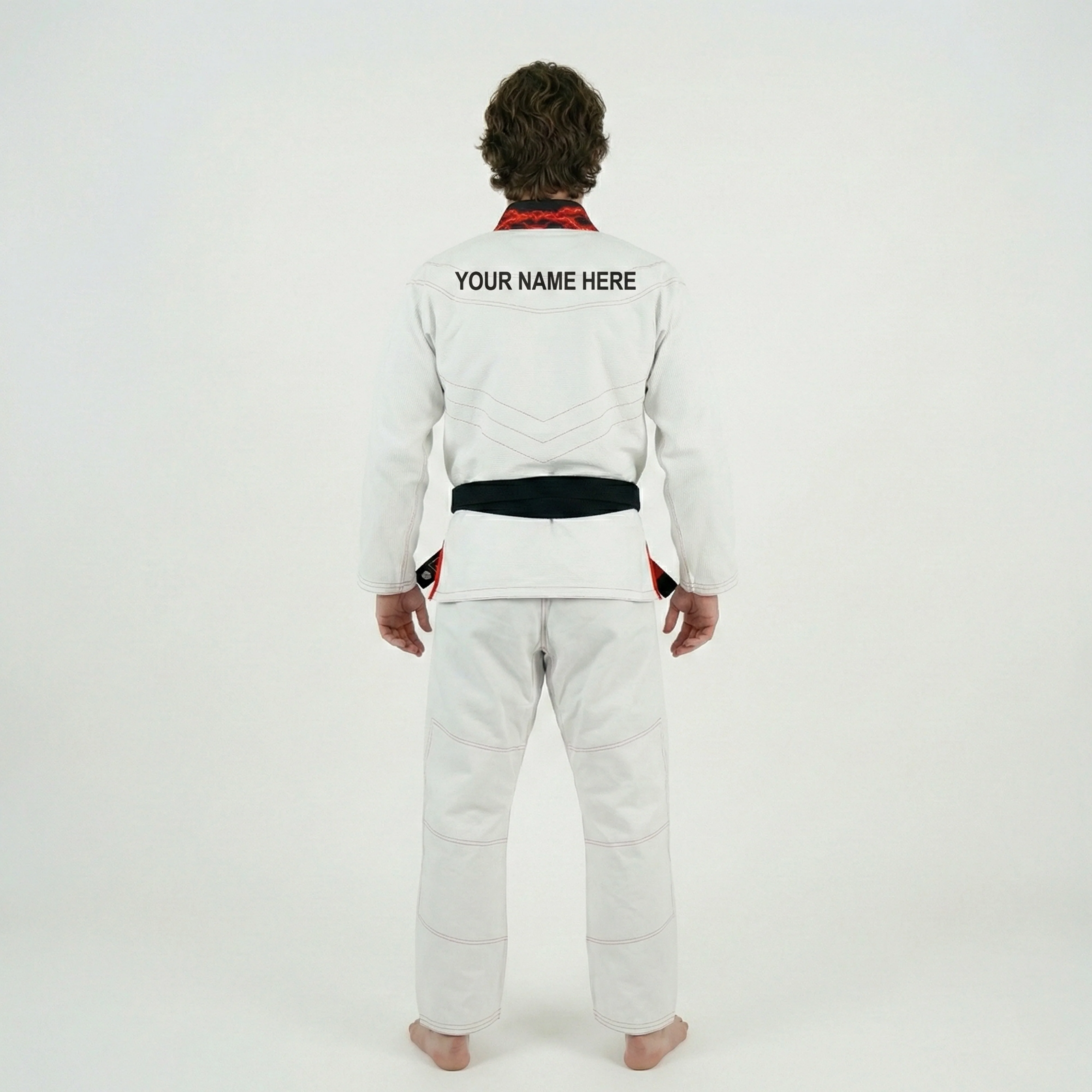 Premium Custom White with Thunder Red Lapel Brazilian Jiu Jitsu Gi - Image 4