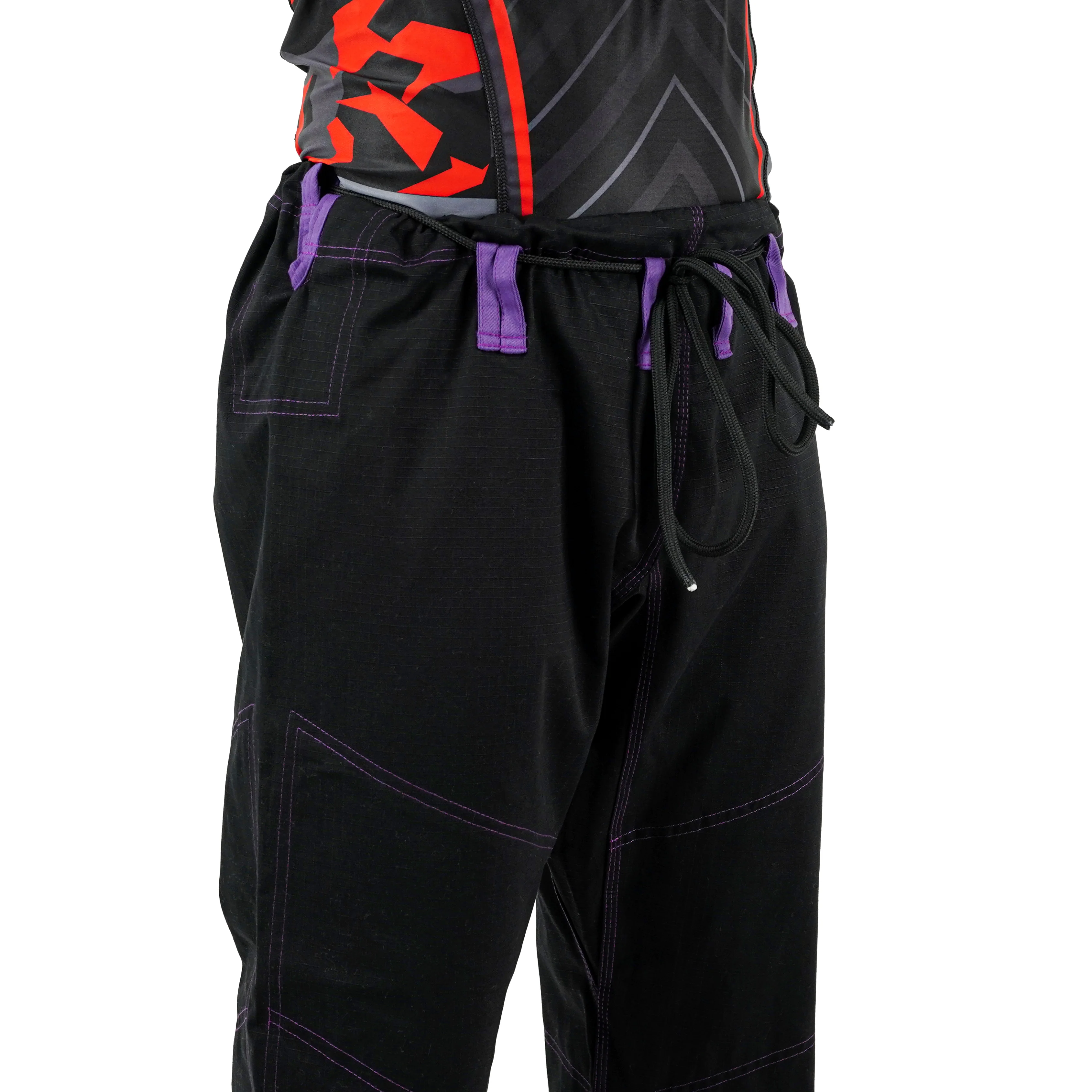 Premium Customized Logo Black with Thunder Purple Lapel Brazilian Jiu Jitsu Gi - Image 5