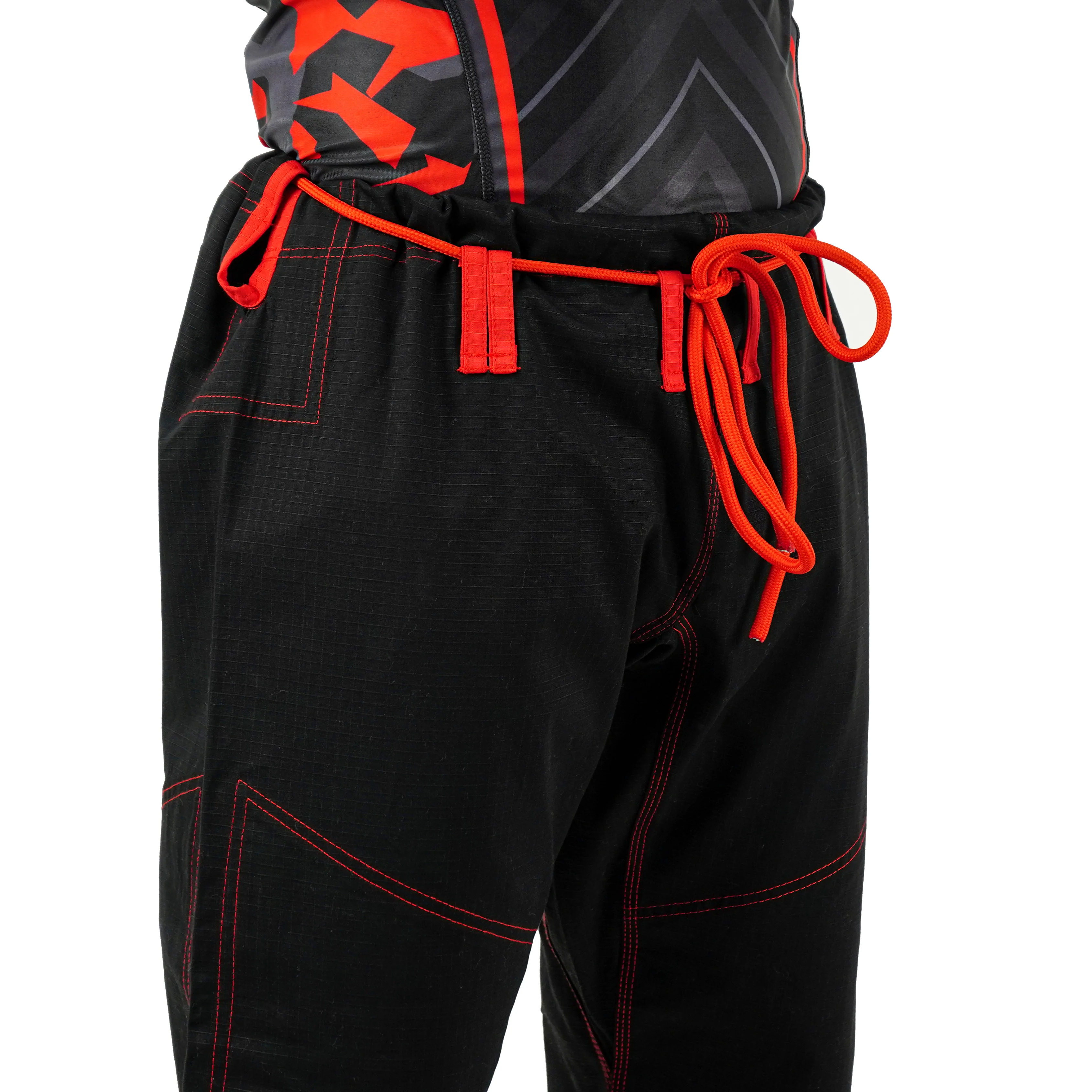 Premium Customized Logo Black with Thunder Red Lapel Brazilian Jiu Jitsu Gi - Image 5