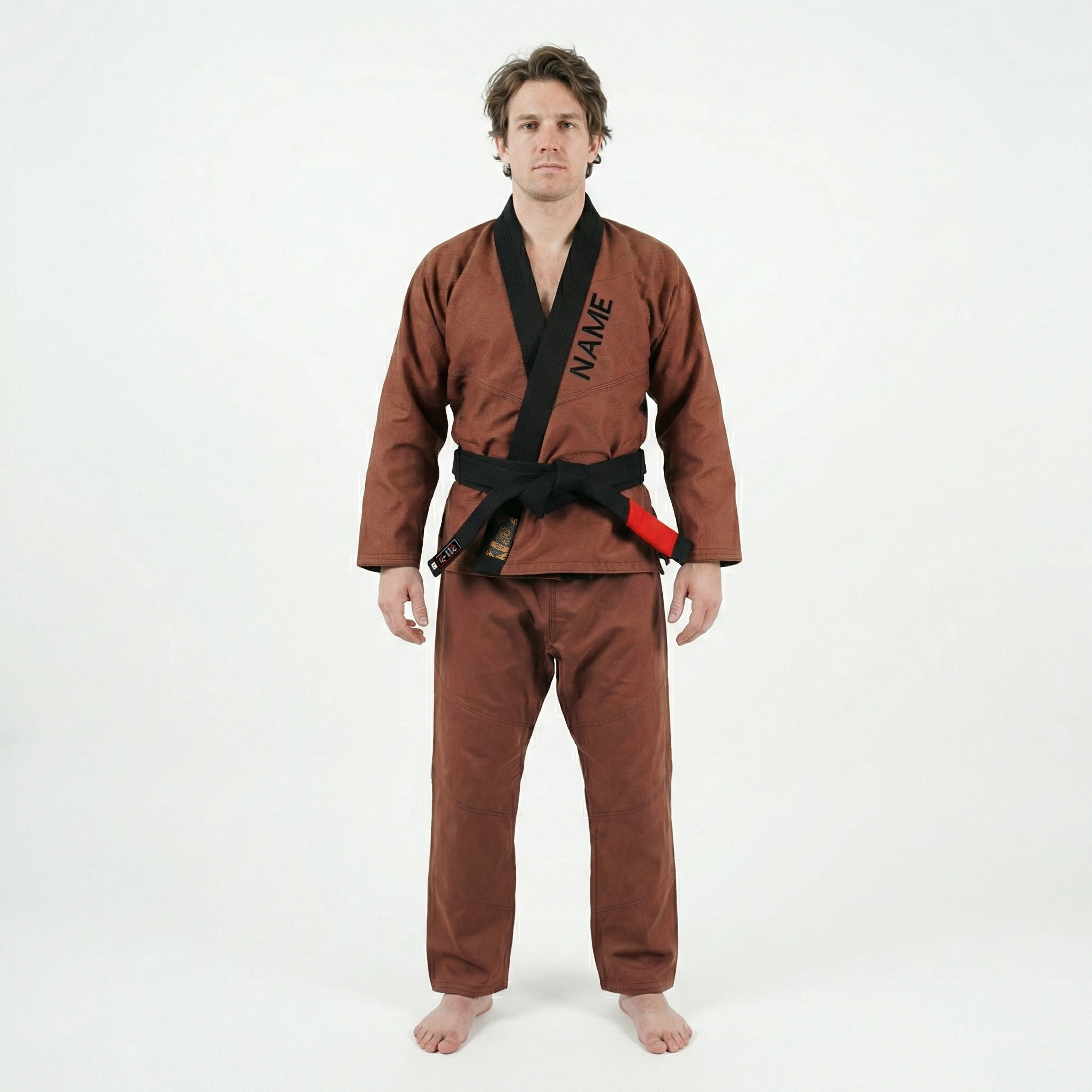 Premium Customized Logo Brown with Black Lapel Brazilian Jiu Jitsu Gi - Image 3