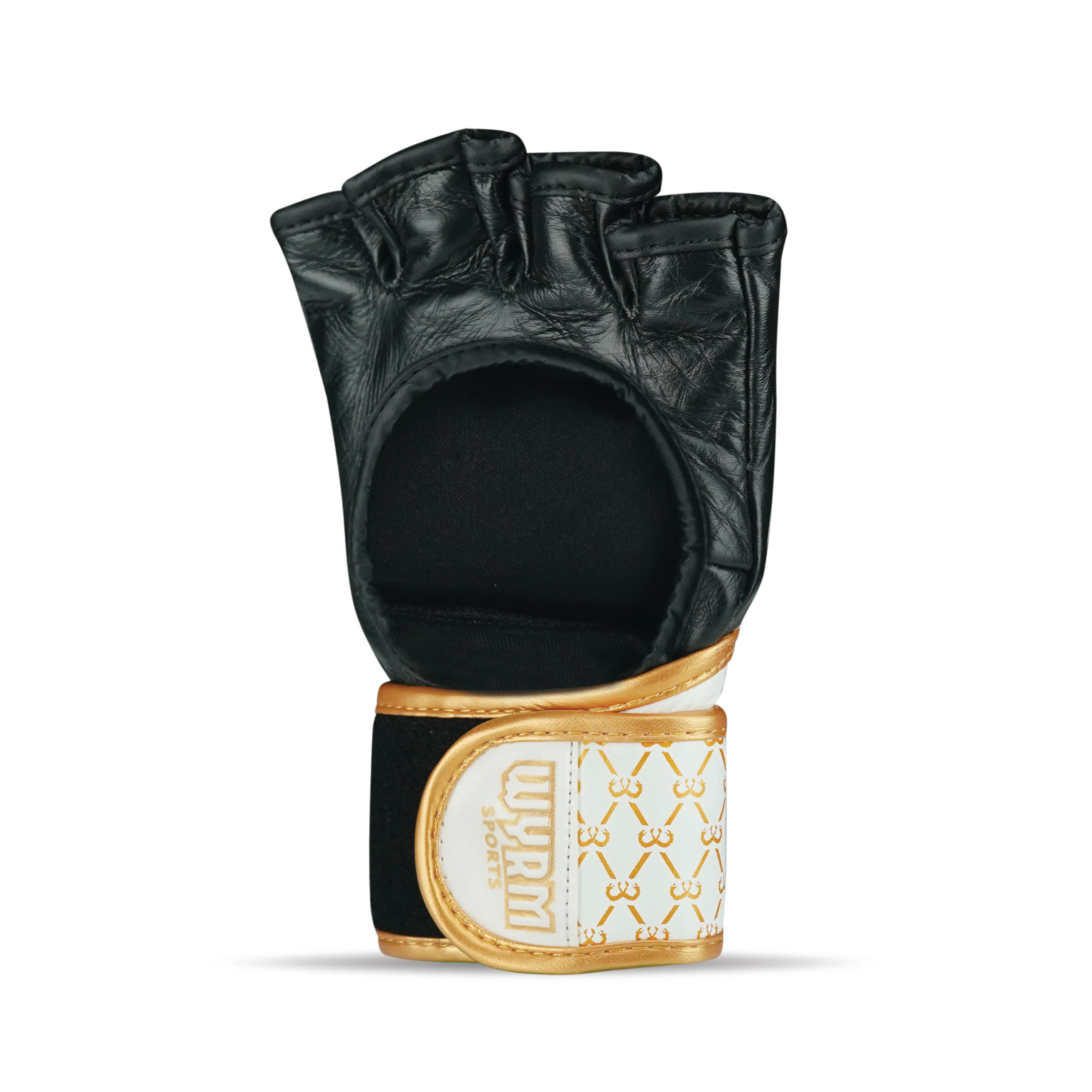 Pro Black/White MMA Fight Genuine Leather Gloves - Image 3