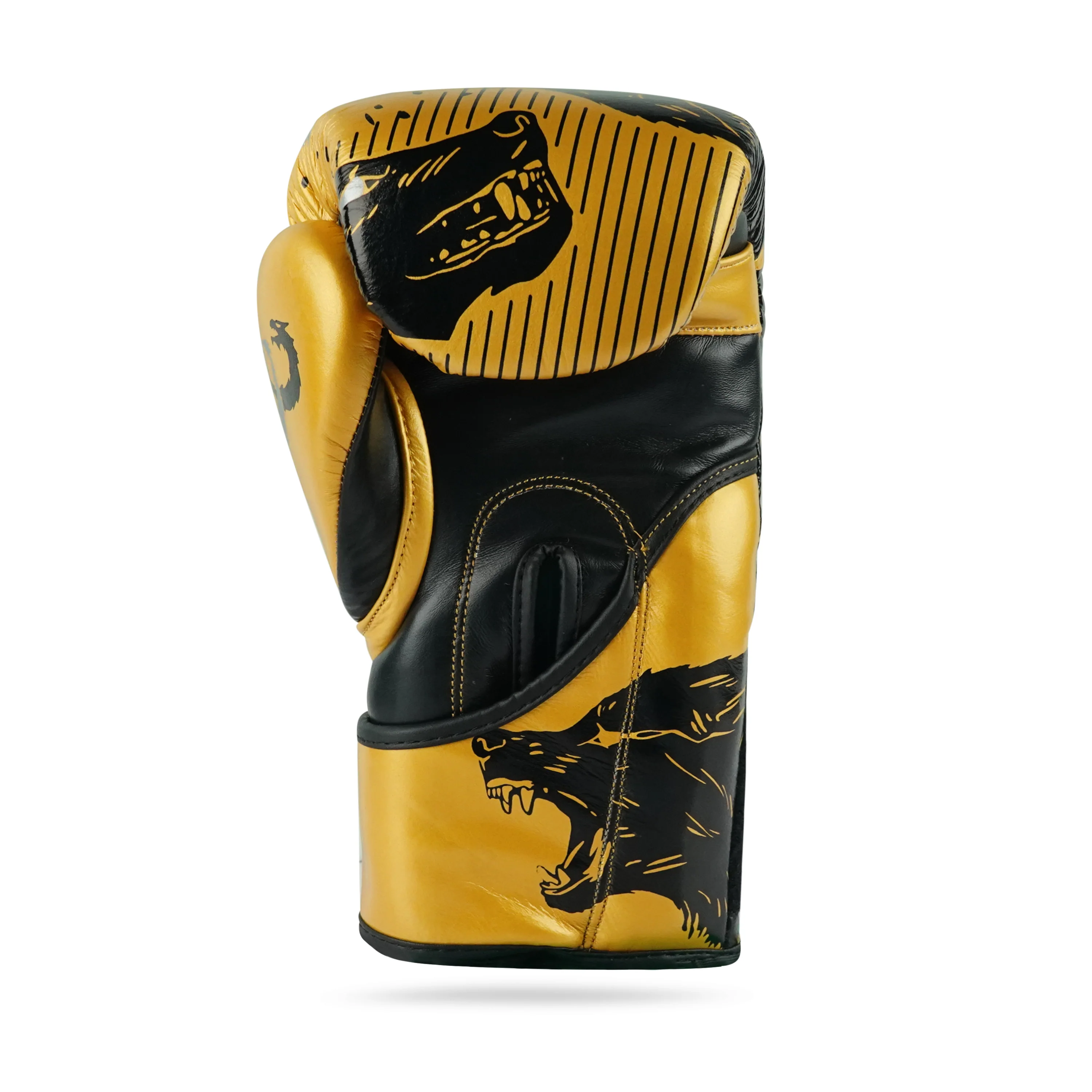 Wolf Golden/Black Genuine Leather Boxing Gloves - Image 4