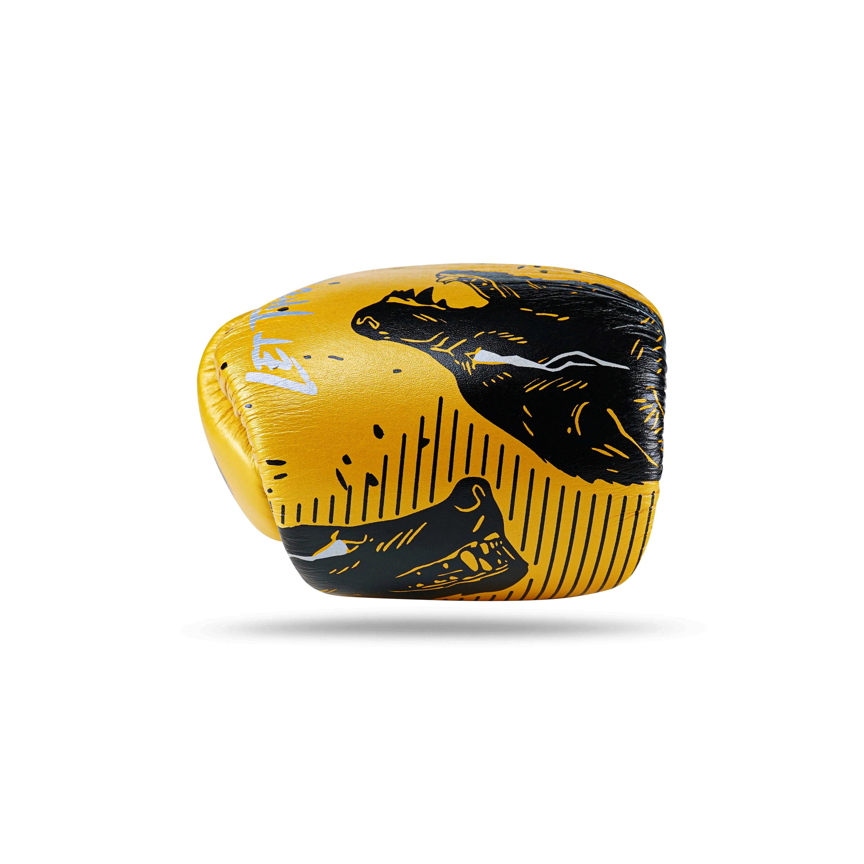 Wolf Golden/Black Genuine Leather Boxing Gloves - Image 6