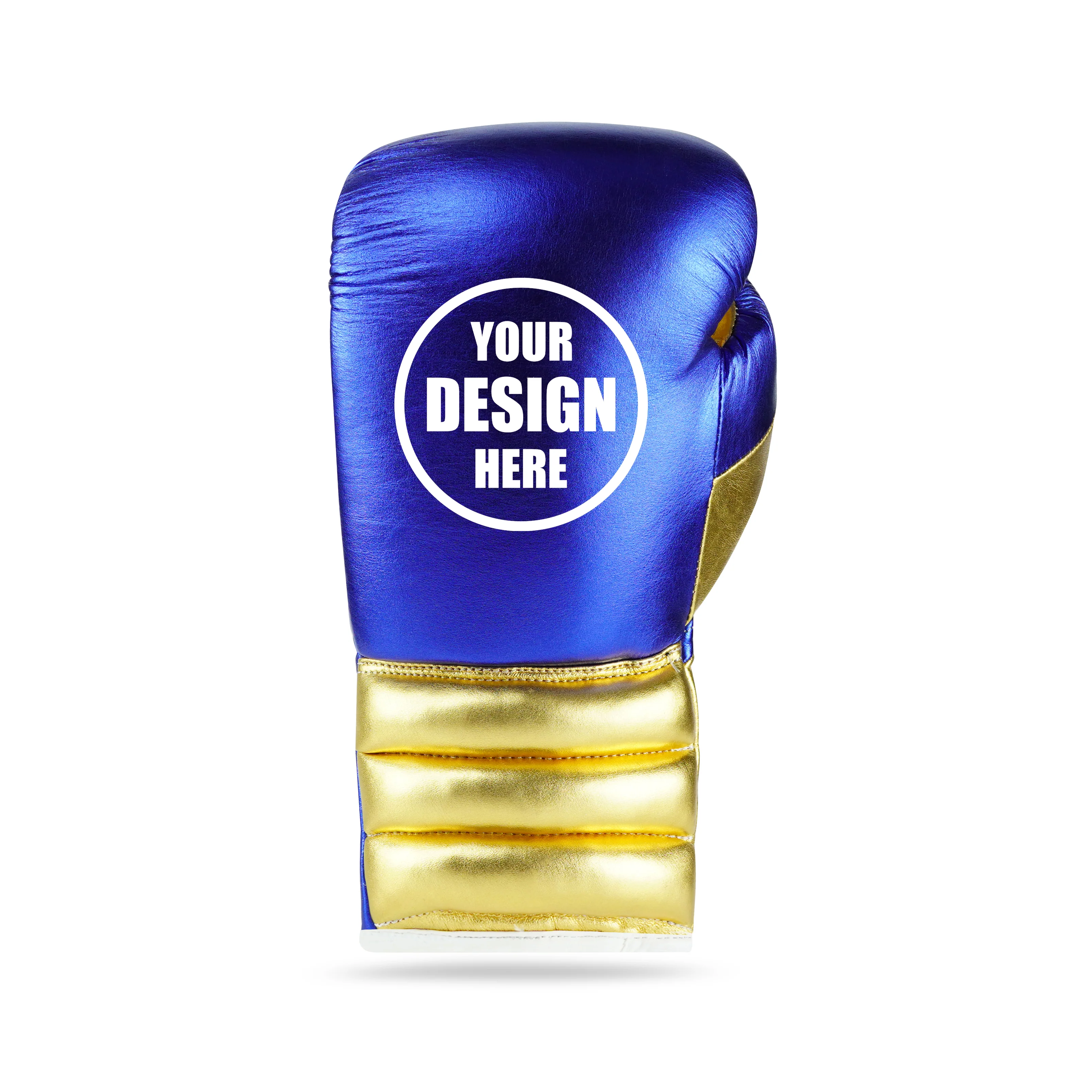WYRM Deluxe Blue/Gold Customized Pro Boxing Genuine Leather Gloves - Image 6